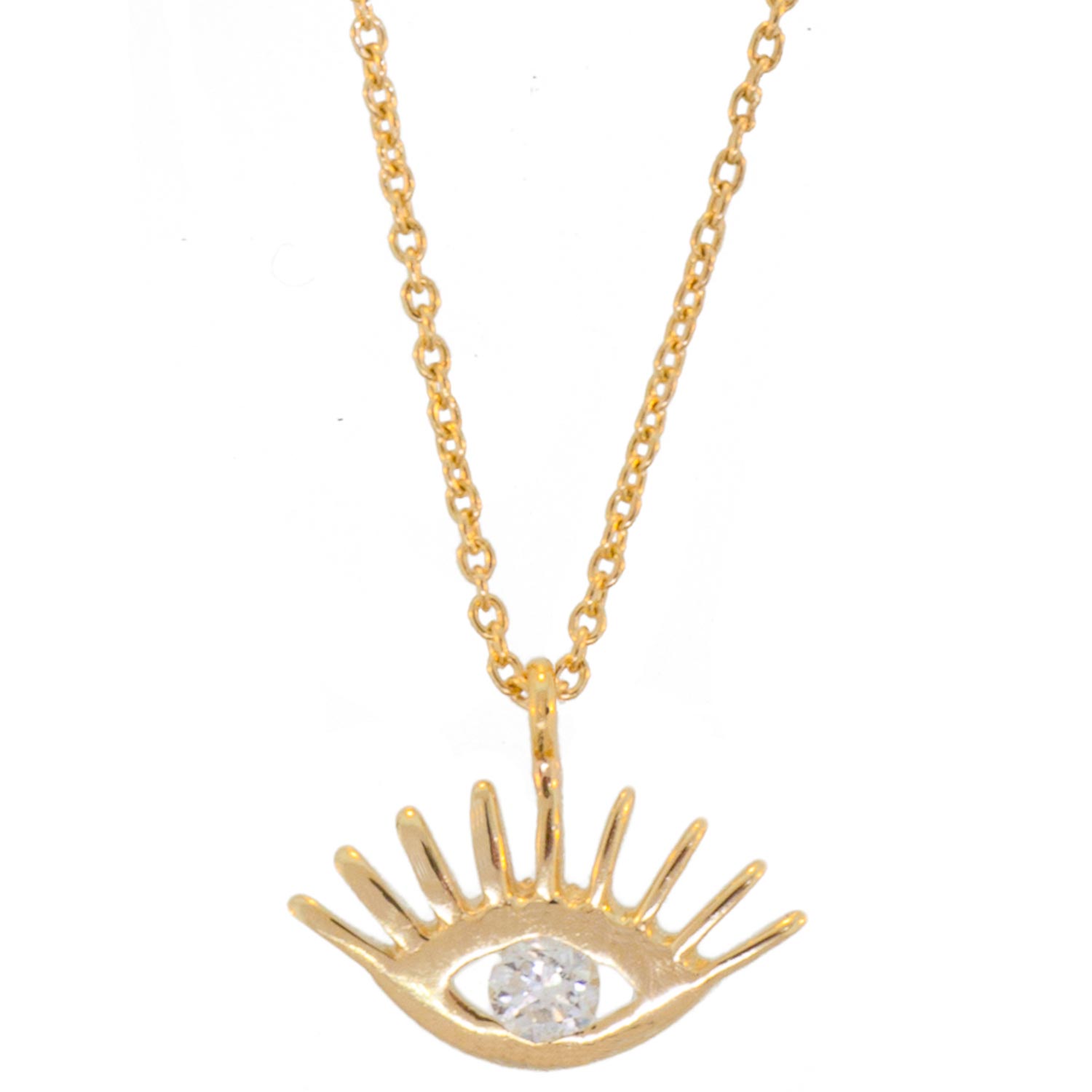 Kismet: Evil Eye Necklace w/ White Diamond .03tcw in 14k Gold