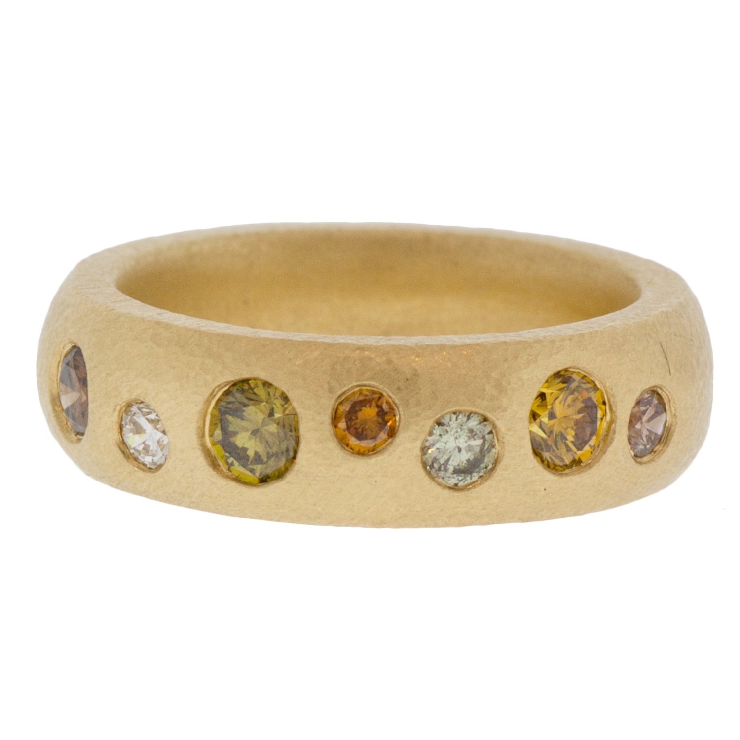 Alison Shiboski: 18k Flush Set Diamond Band w/ 7 Natural Color Diamomds .92tcw