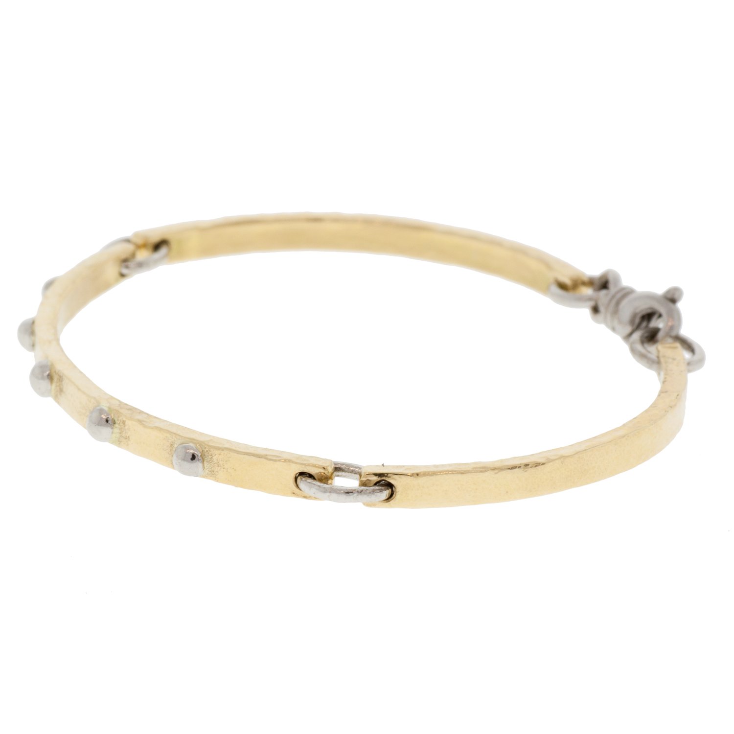 Alison Shiboski: 18K, Platinum Hinged Bangle 5 dot