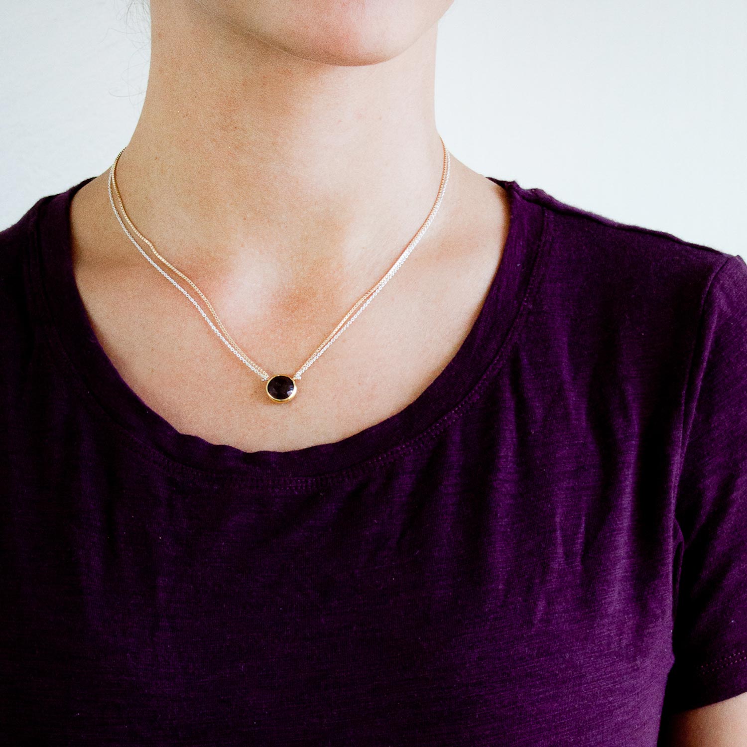Lulu: SS & Gold Fill Garnet Necklace