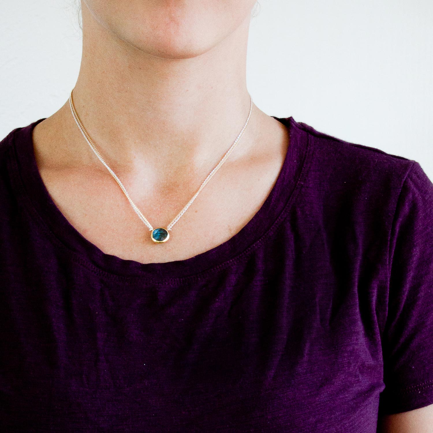 Lulu: Oxidized SS & Gold Fill Labradorite Necklace