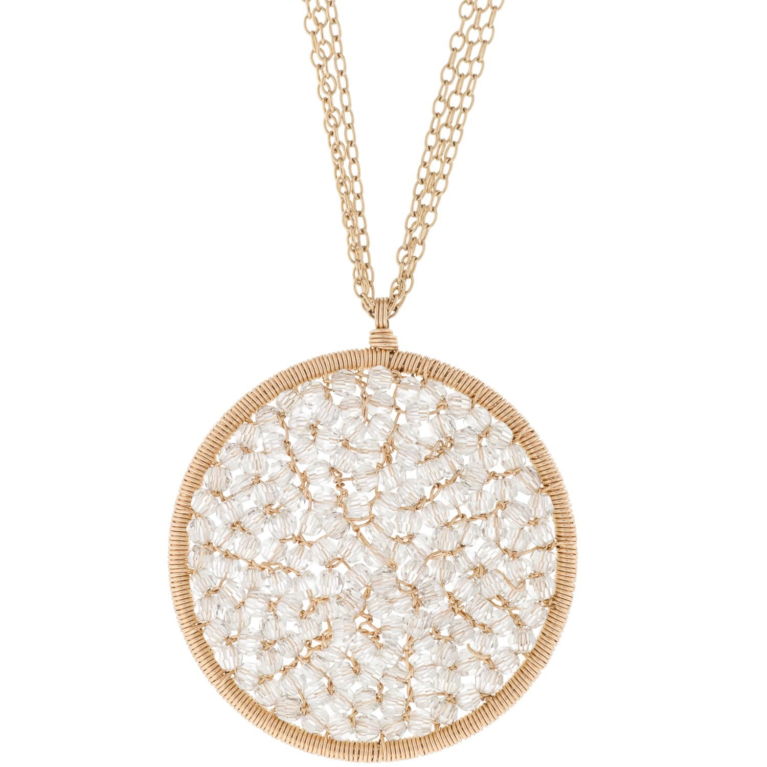 Dana Kellin: Round Necklace w/ White Crystlas on SINGLE chain
