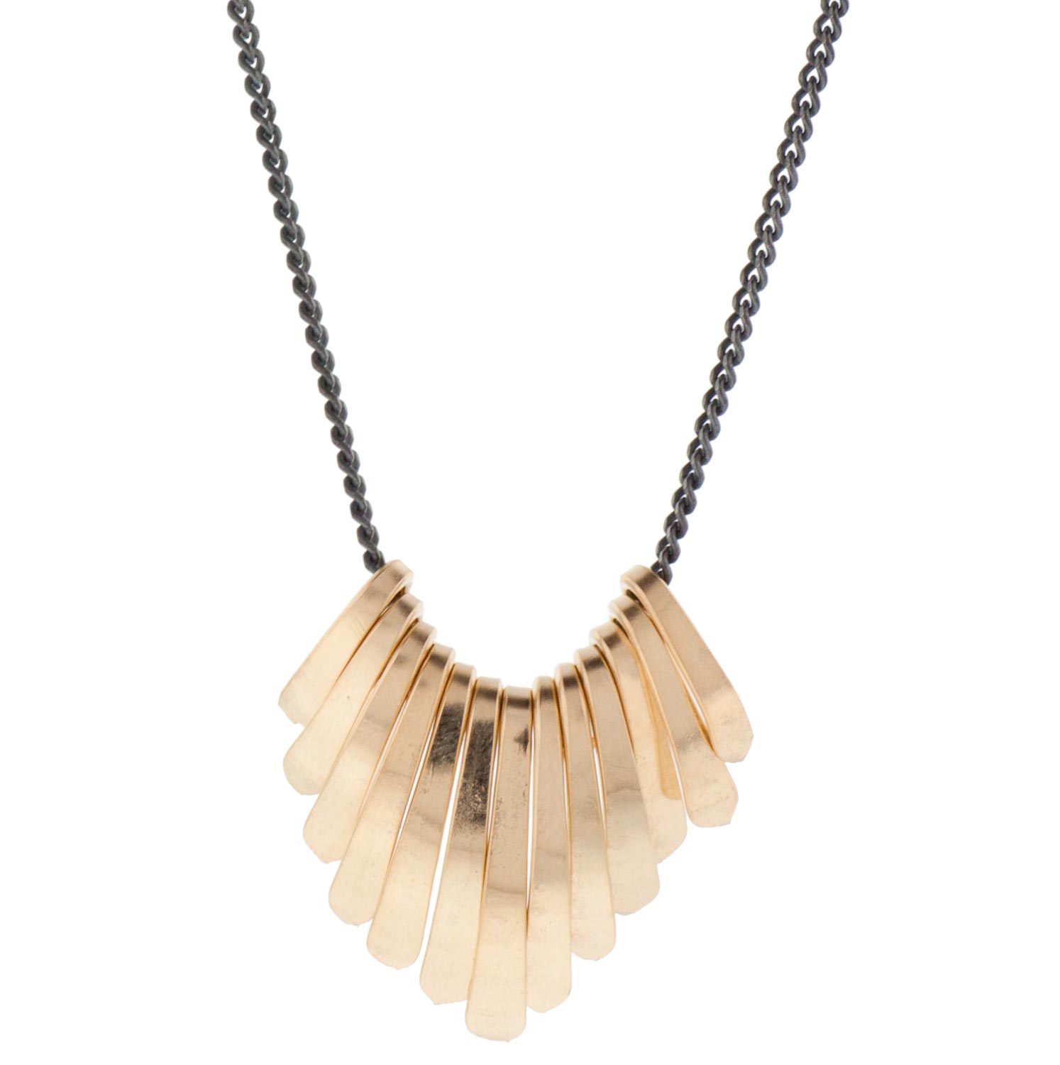 Dana Kellin: Oxidized Necklace w/ Short Gold Fringe