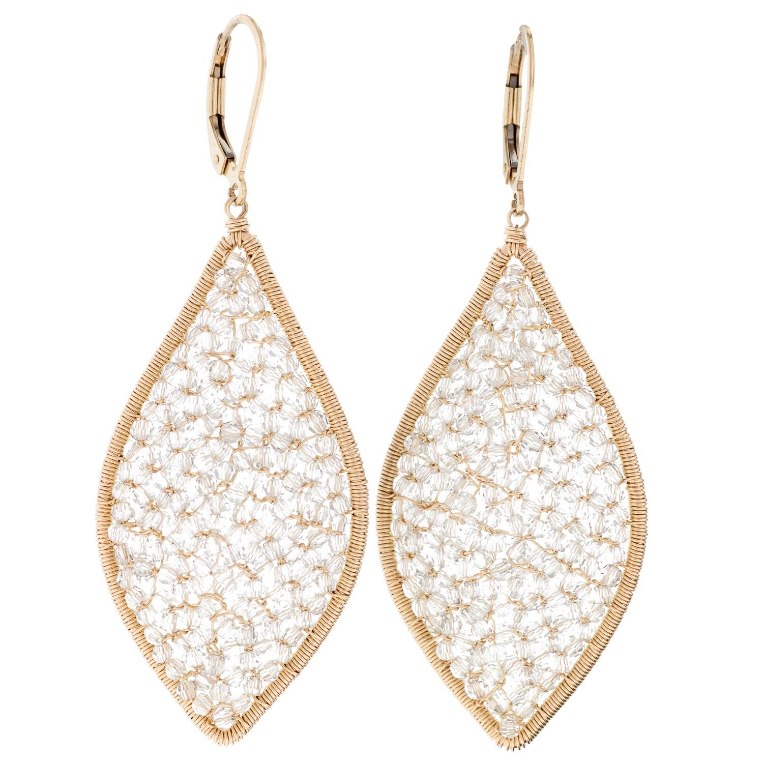 Dana Kellin: CSS/gf Lg Marquis Shaped Earring w/ Clear Crystals, 2 9/16" x 13/16"