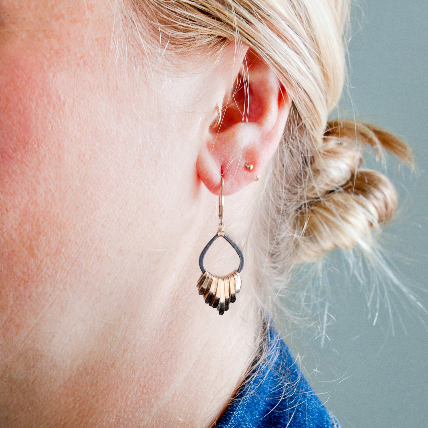 Dana Kellin: Oxidized Earring w/ Gold Fringe