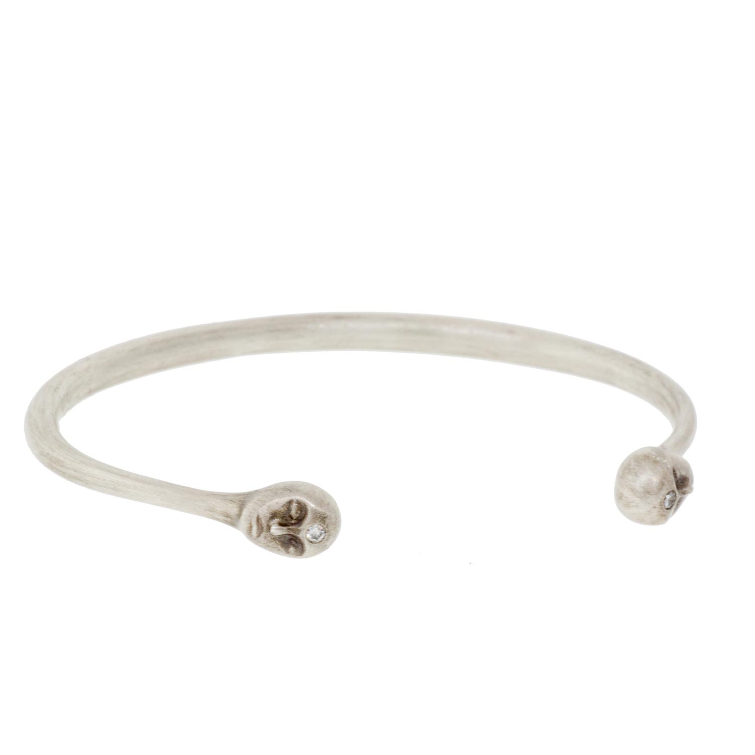 Hannah Blount: Oxidized Silver Phatom Cameo Grey Lady Cuff with .06ct Antique Mine Cut Diamond Size Small