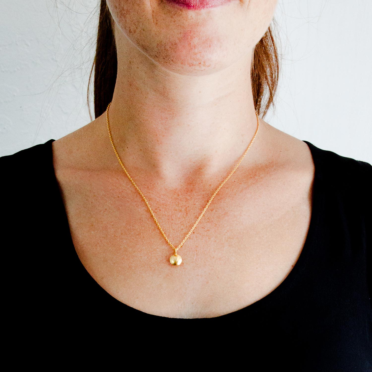 Gurhan: Small Lentil Necklace in 24k Gold 22k chain w/ 18k lobster clasp