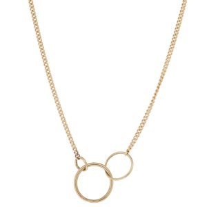 Jane Hollinger: 16" 14K necklace w/ 3 14K/10K  multi-size rings