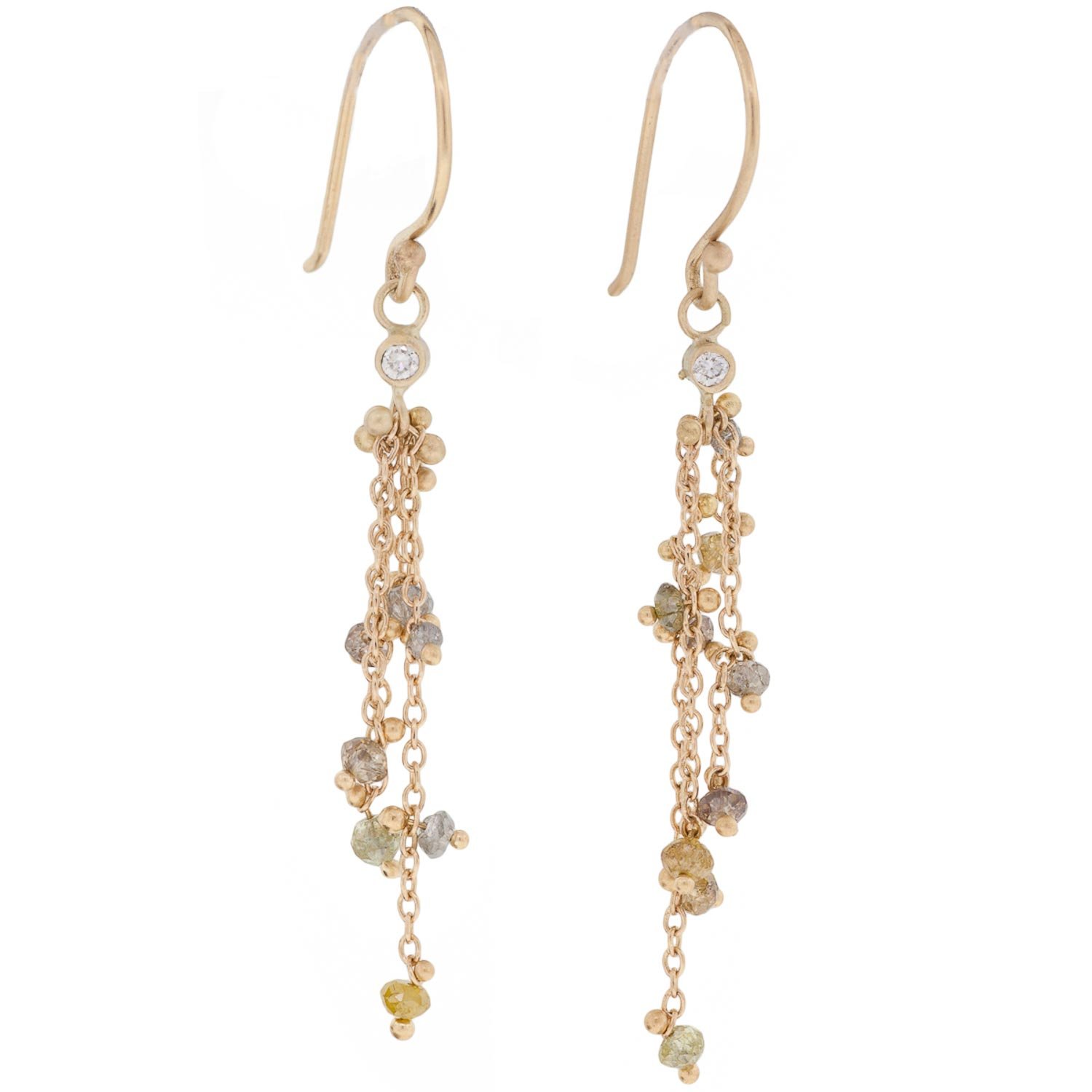 Rebecca Overmann: Drop Diamond Tassle Earring in 14k Gold 1.06tcw