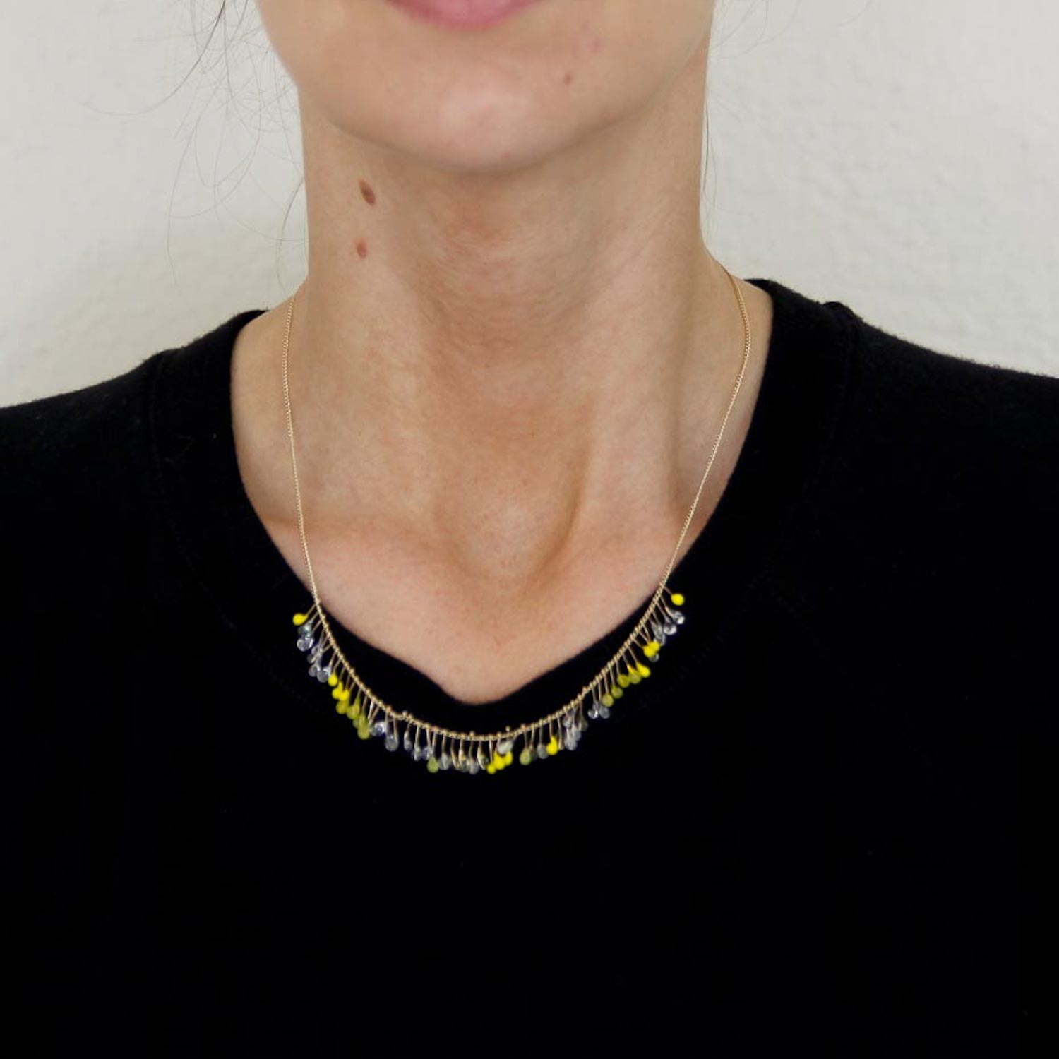 Jess Panza: Fiber Optic #8 Necklace in Gold Fill- Yellow