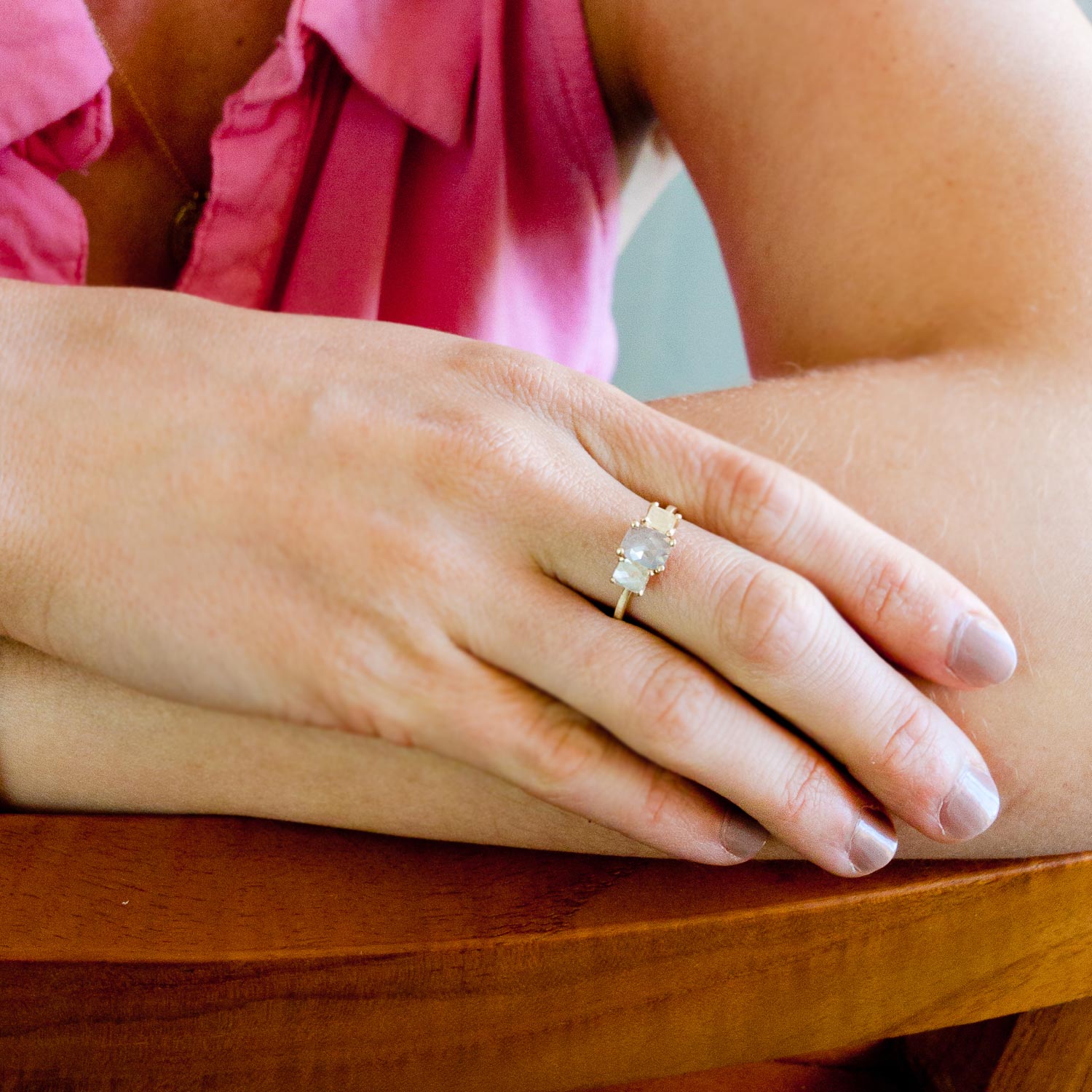Dawes Design: 18k Facet Ring w/ 2.25ctw Rose Cut Light Grey & & Soft Yellow Opaque Diamonds