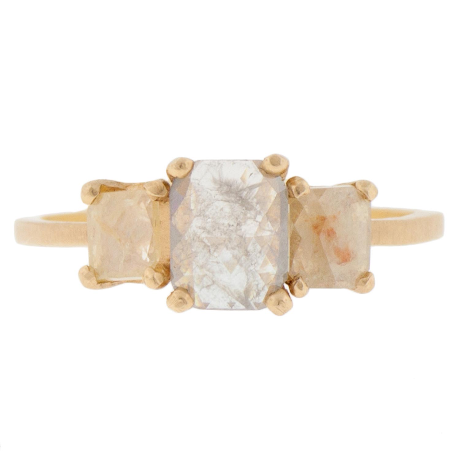 Dawes Design: 18k Facet Ring w/ 2.25ctw Rose Cut Light Grey & & Soft Yellow Opaque Diamonds