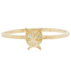 Victoria Cunningham: Ring, Owl, Diamond, 14K yellow gold