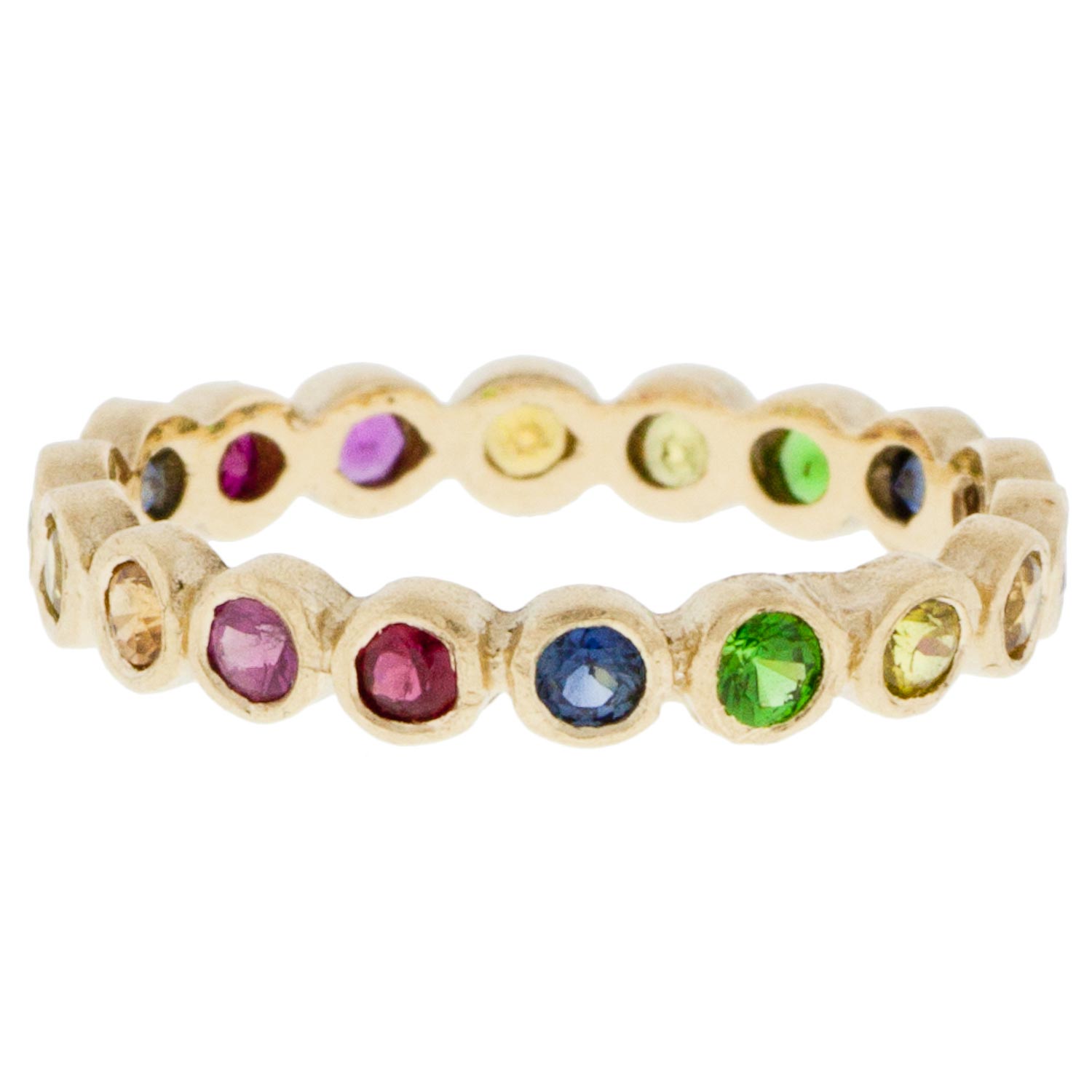 Victoria Cunningham: Ring, Infinity Band, Rainbow Sapphire, 14K yellow gold