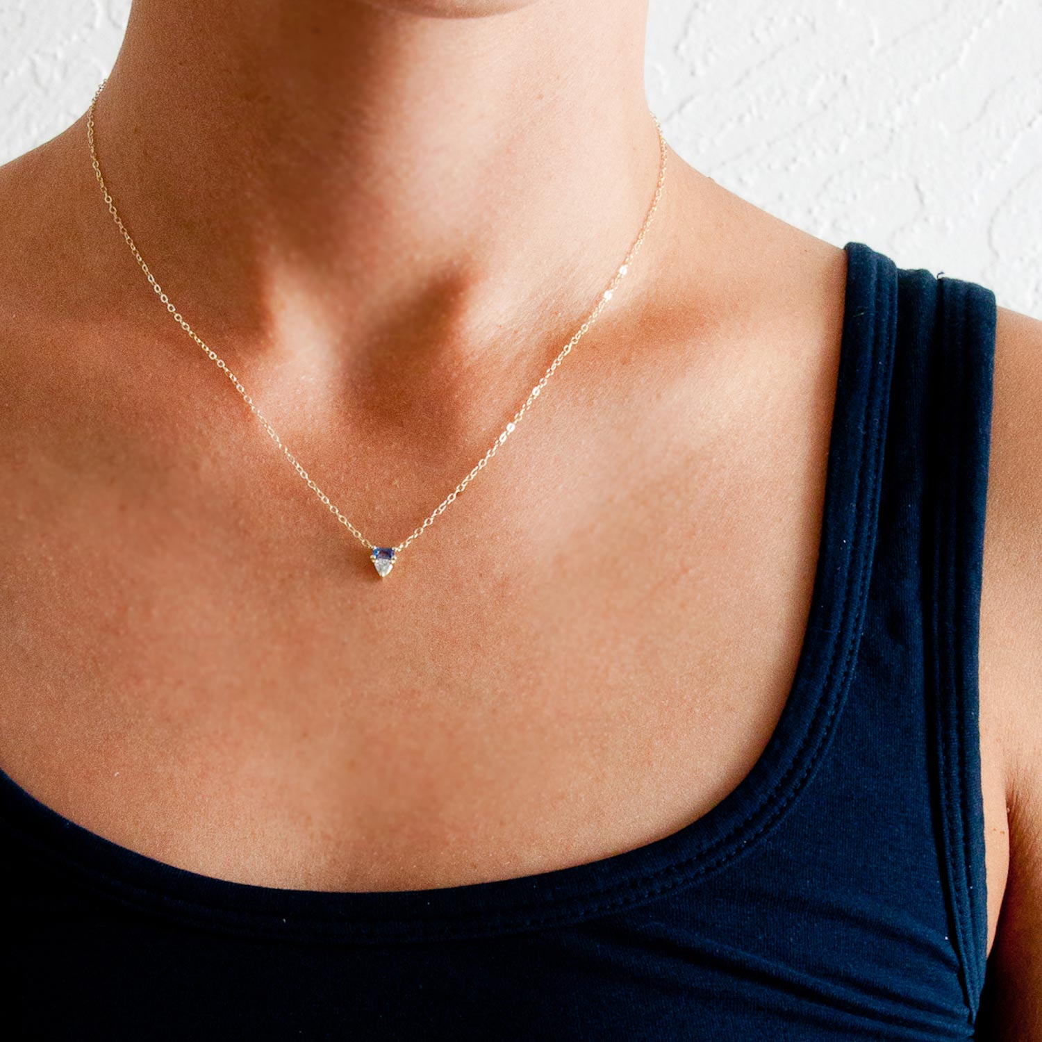 ILA: Nina Necklace in White and Blue Sapphire (0.36 ct) and 14K Yellow Recycled Gold