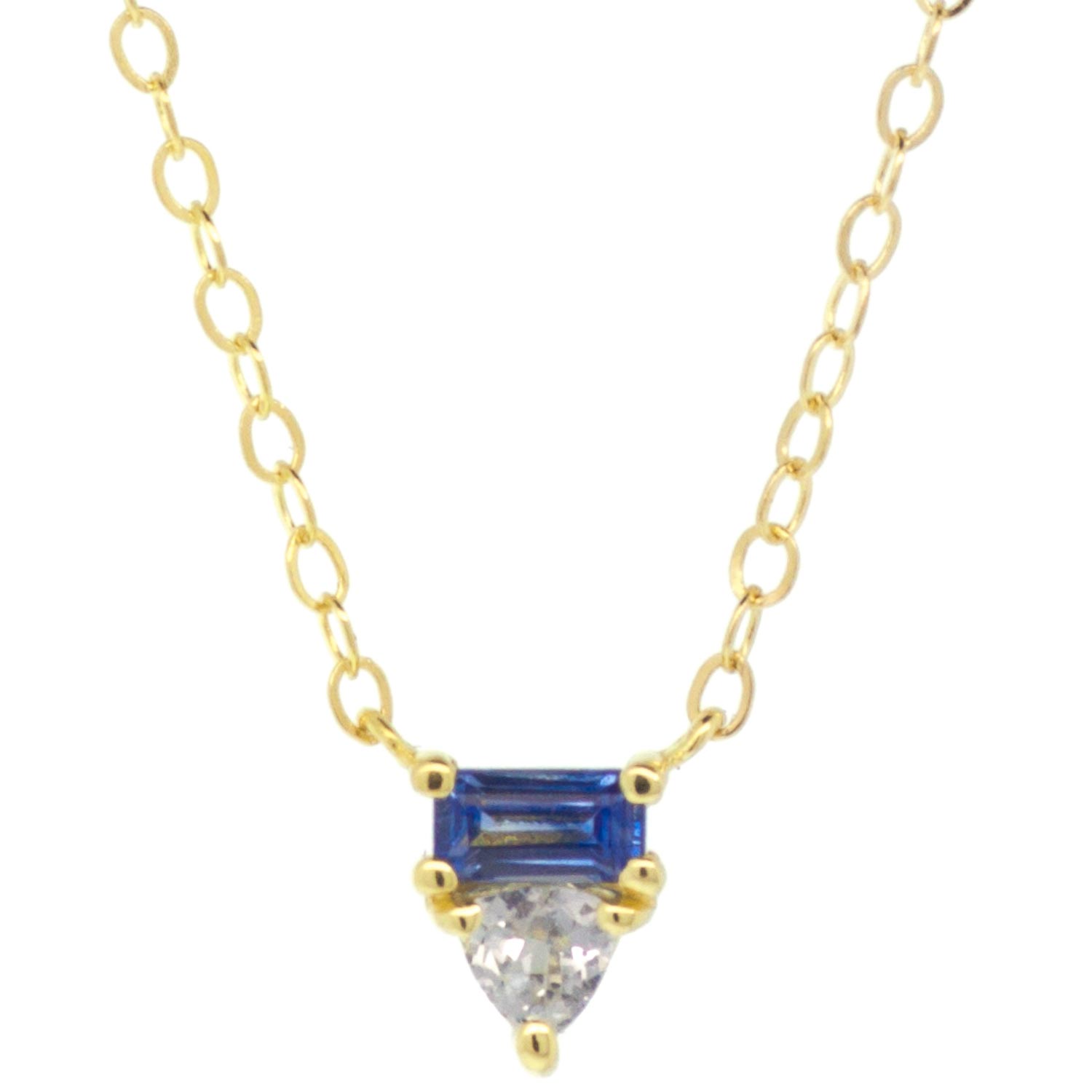 ILA: Nina Necklace in White and Blue Sapphire (0.36 ct) and 14K Yellow Recycled Gold
