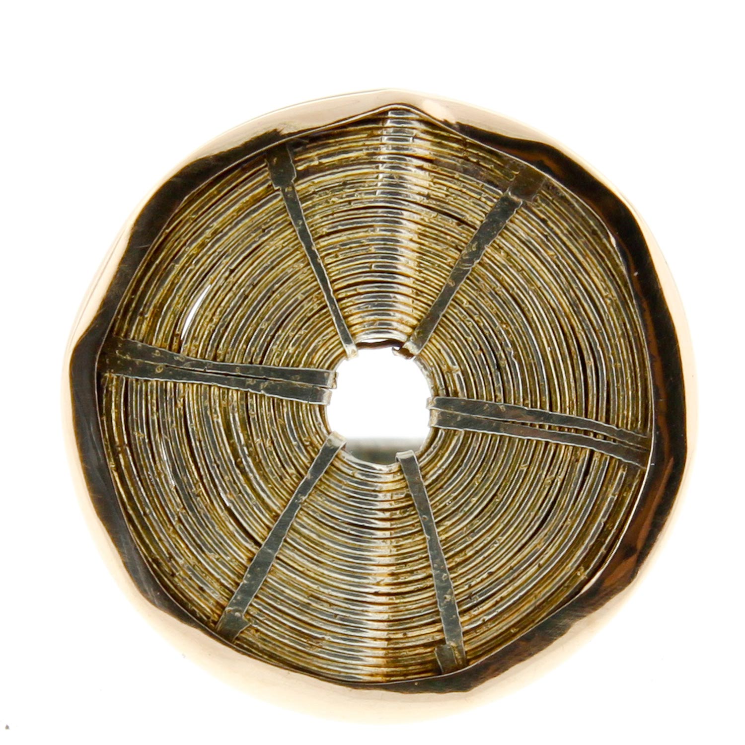 Melissa Joy Manning: Limited Edition 14k Yellow Gold & SS Vintage Fused Wire Disc Ring