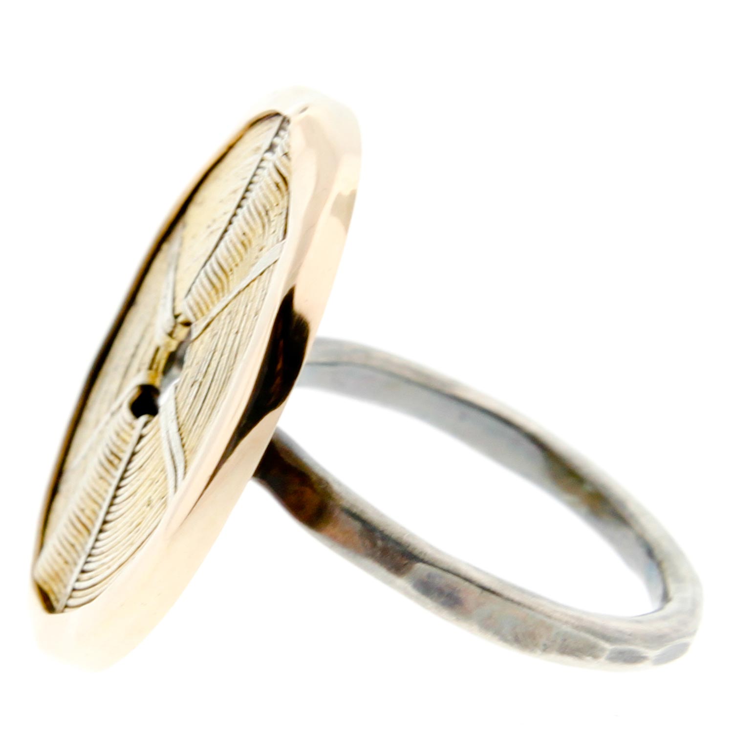 Melissa Joy Manning: Limited Edition 14k Yellow Gold & SS Vintage Fused Wire Disc Ring