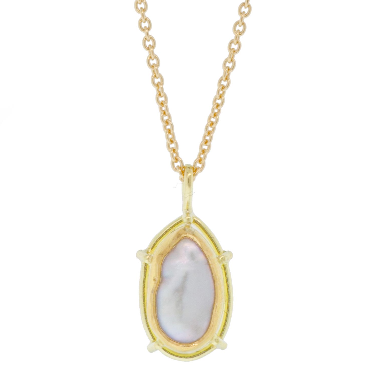 Tura Sugden: 18k & 22k gold, white keshi pearl necklace