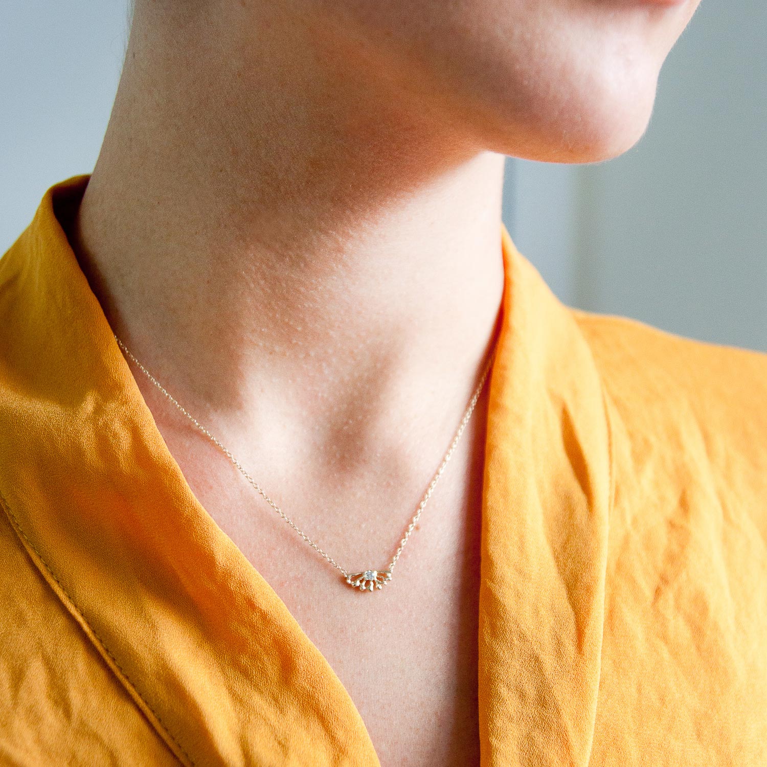 Misa Jewelry: Necklace, Sunrise, Diamond 0.03TCW, 14K yellow gold, 16 in length
