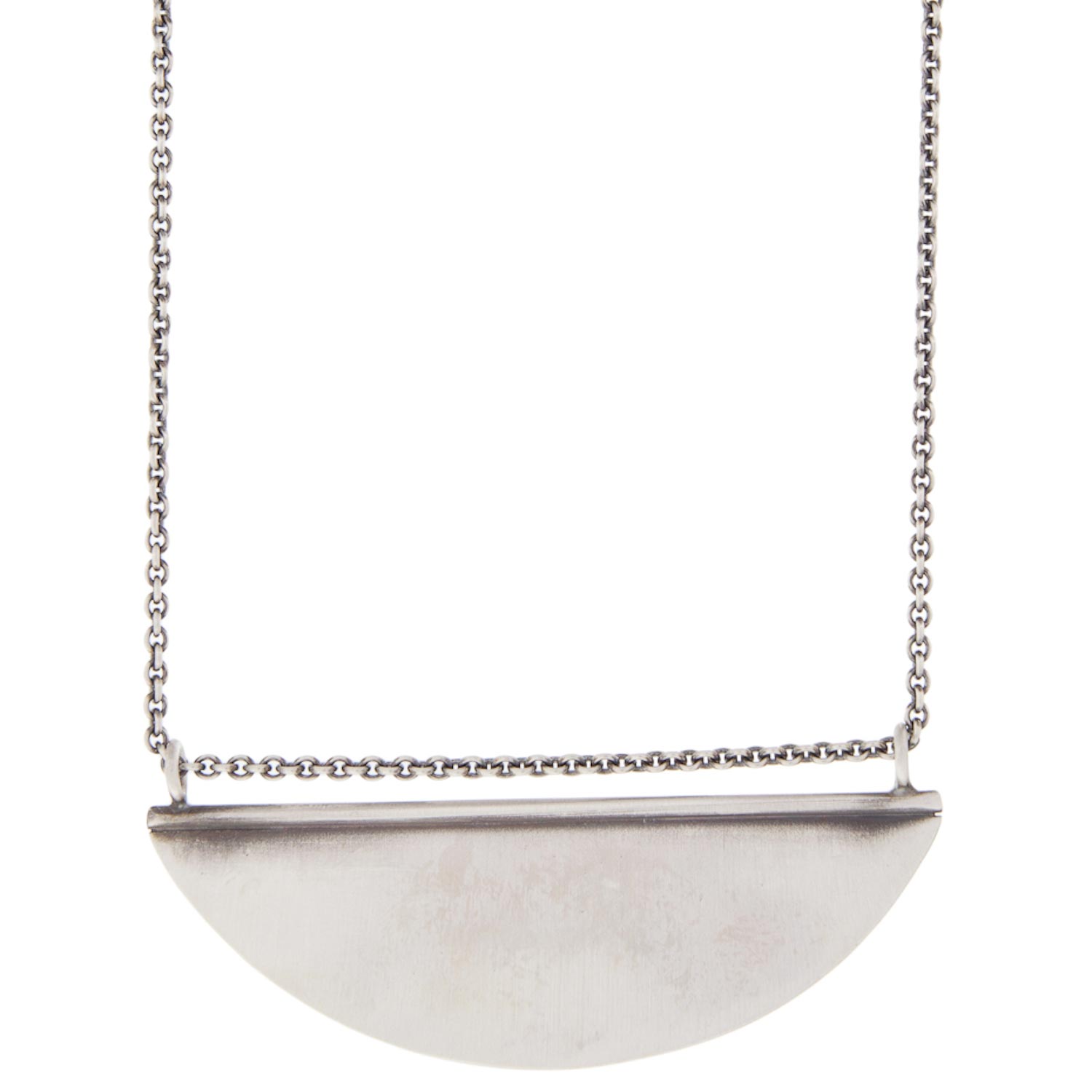 Jane Diaz: Half Disc Amulet Necklace in Sterling Silver
