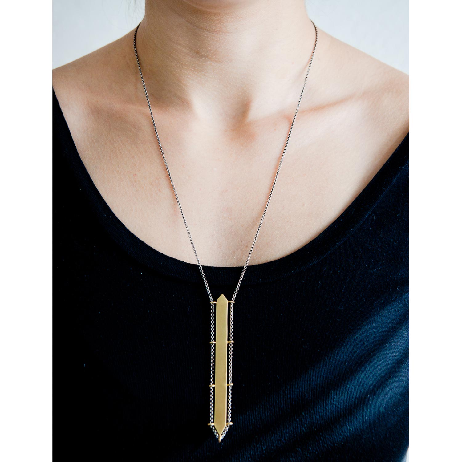 Jane Diaz: Long Chain Wrapped Bar Necklace