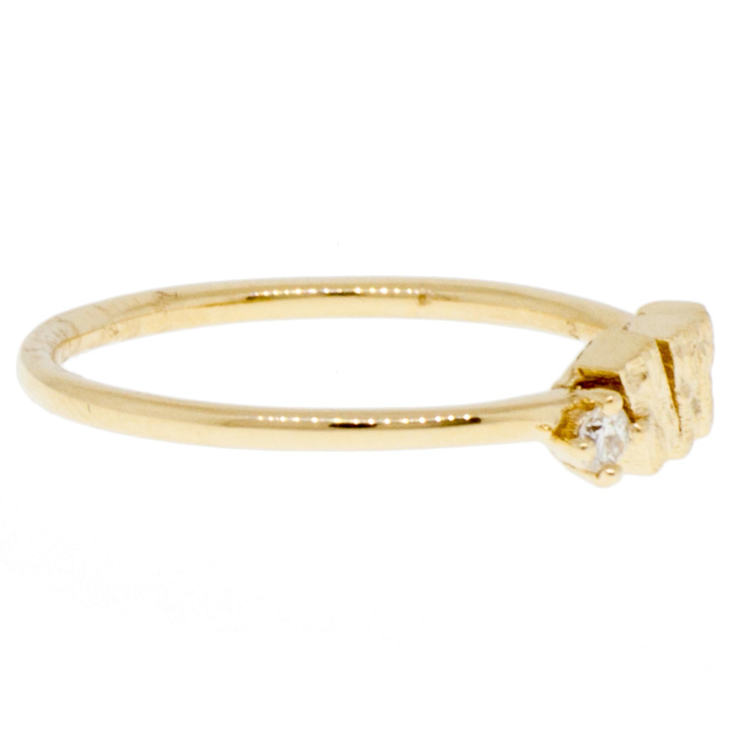 Suzanne Kalan: Ring mini zigzag gold baguette bar white diamond YG 14k 0.04tcw Size 6.5