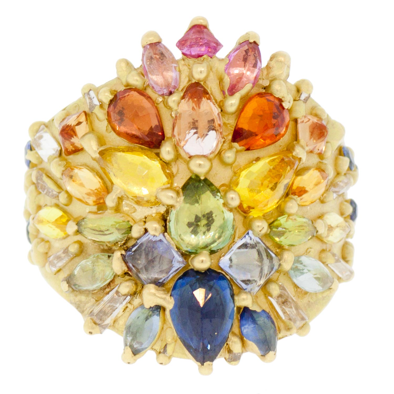 gold ring with sapphires by jewelry designer polly wales
