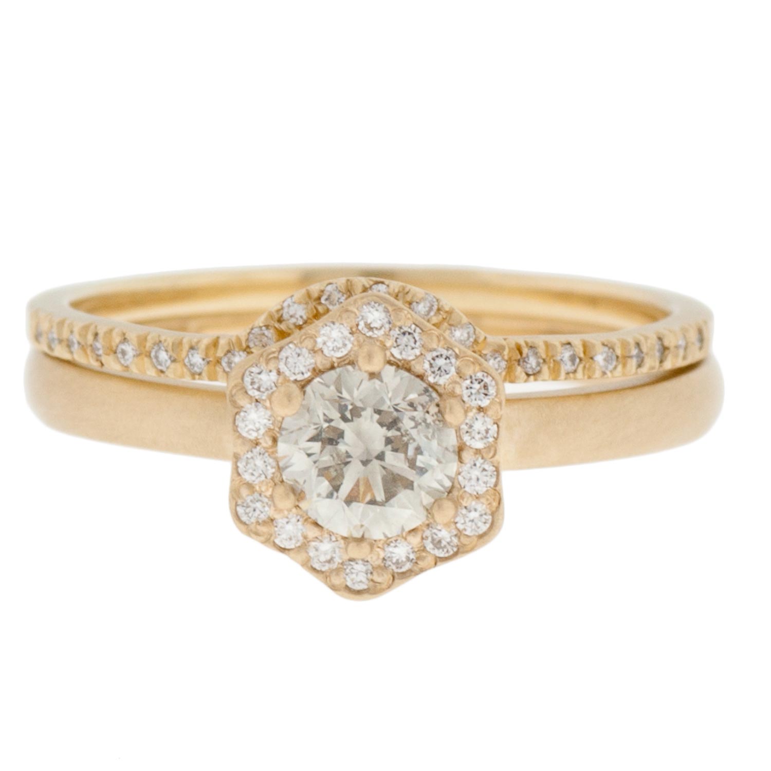 Rebecca Overmann: Crescent Pave Band .0735ct 14k Yellow Gold Ring