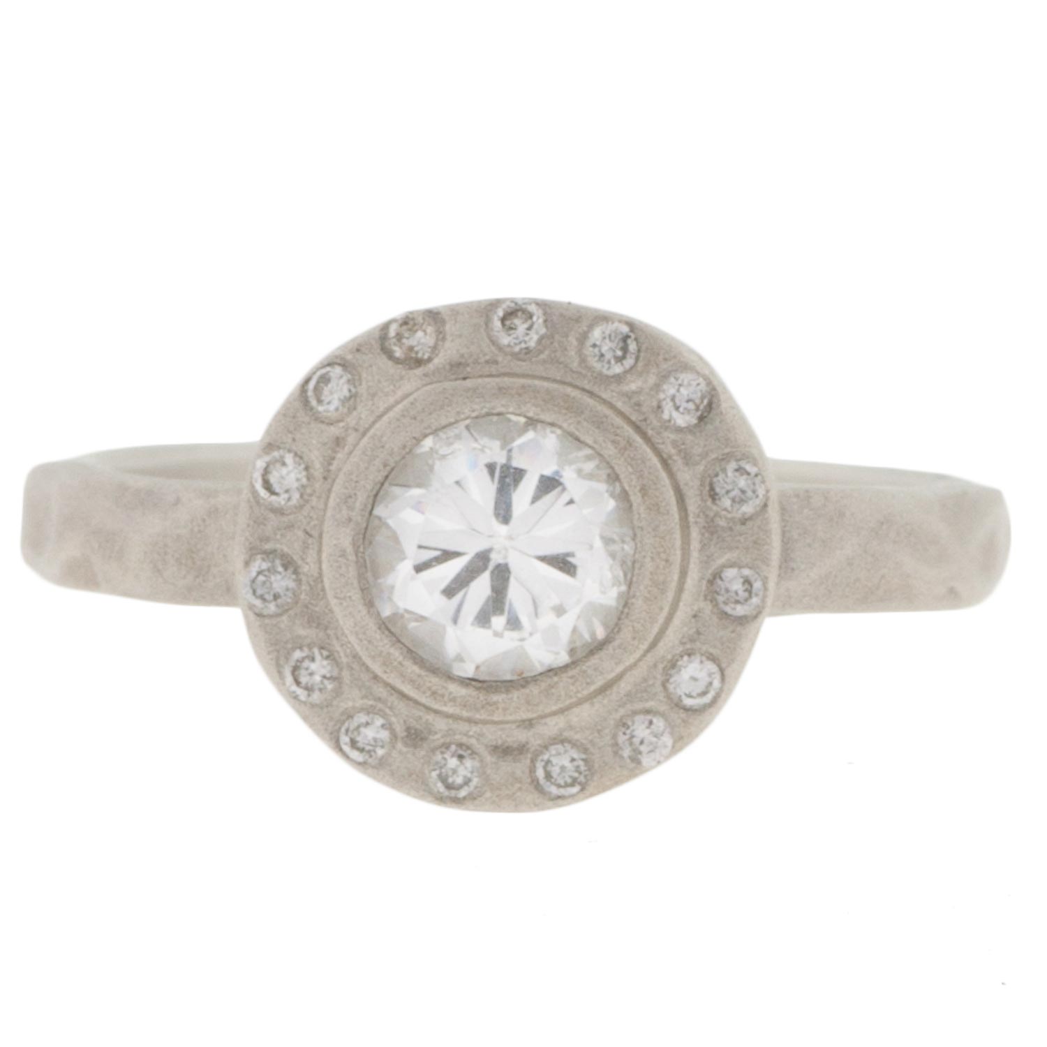 Saundra Messinger: Princess Ring w/ Moissanite .75ct & 16 Diamonds