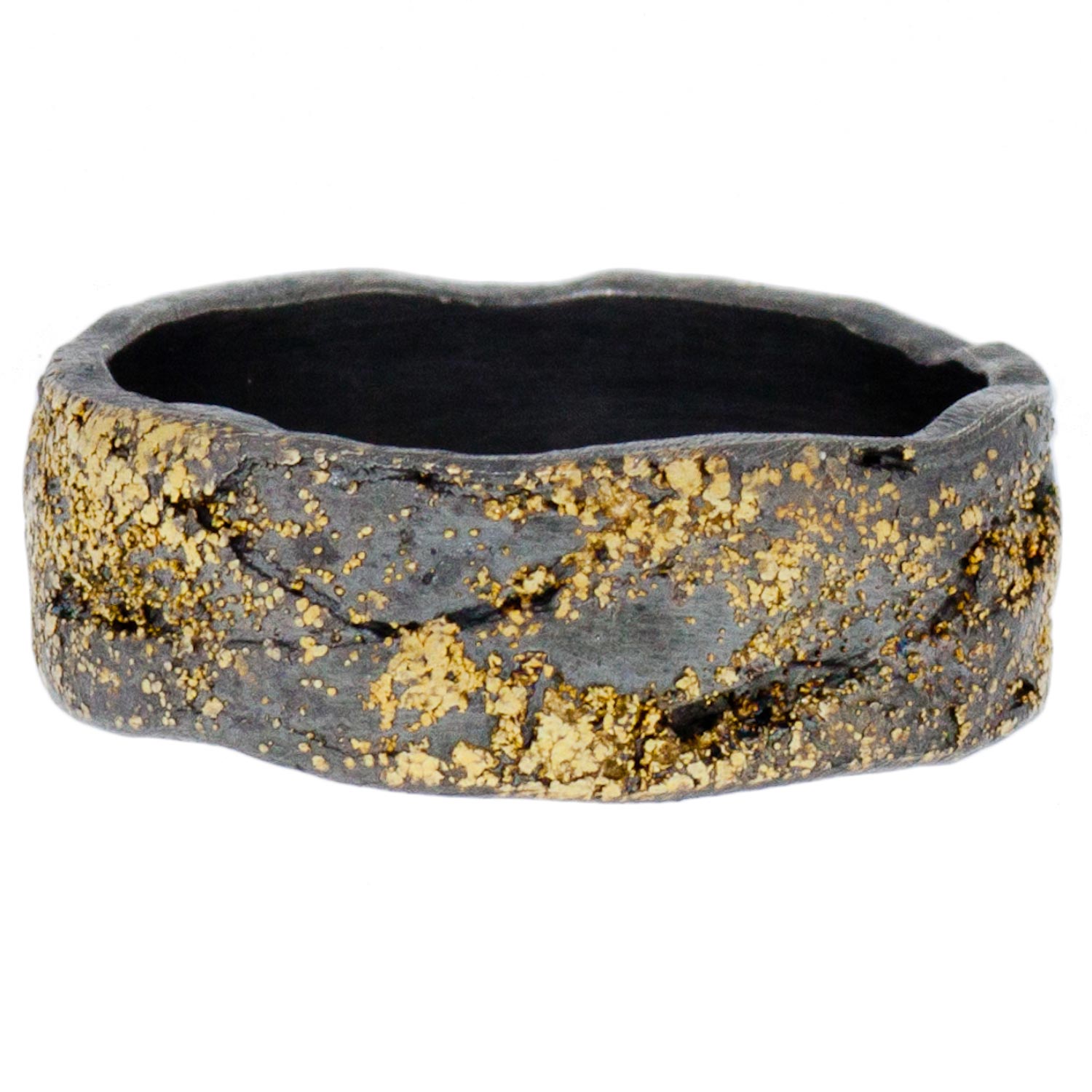 Todd Reed: 22k gold, sterling silver w/ patina organic band