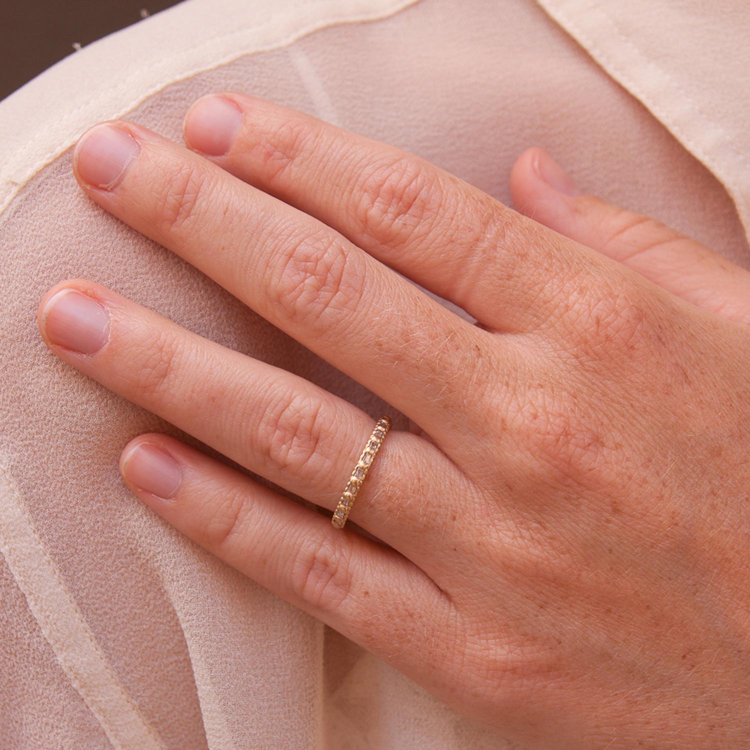 Polly Wales: 18K Rapunzel Ring w/ Miners Cut Baguette Diamonds