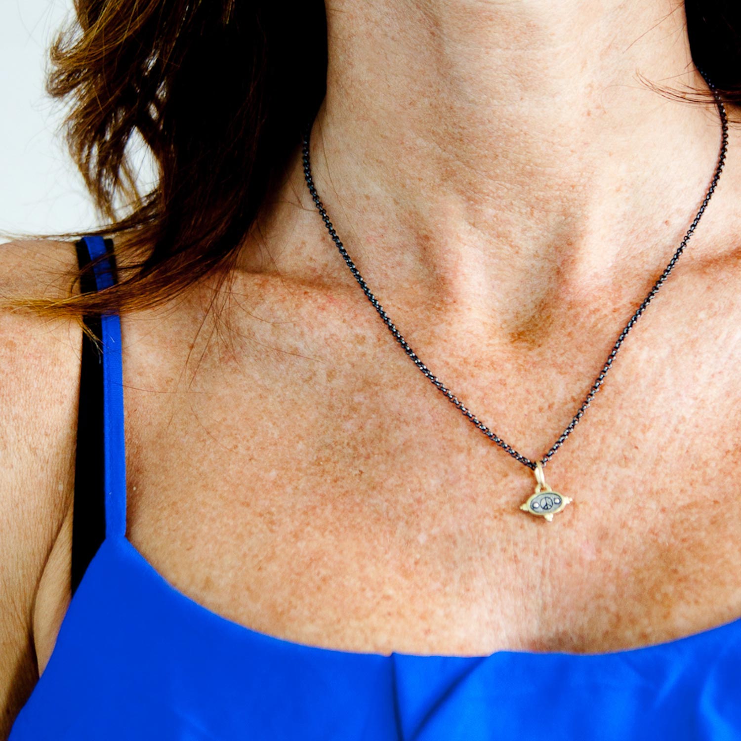 Erica Molinari: SS & 18k Gold Baby Evil Eye + Peace Sign