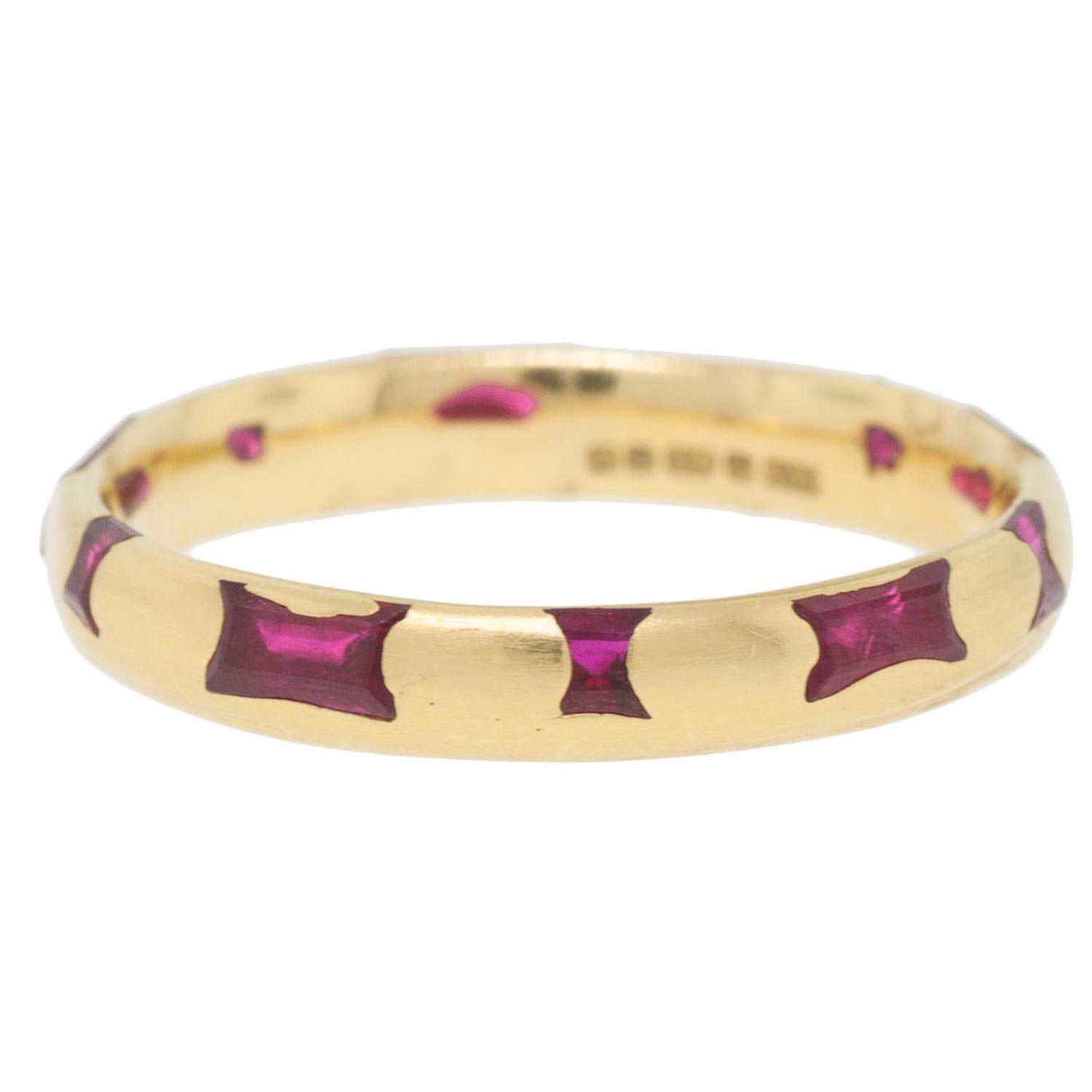 Polly Wales: Slim Ring in 18k Gold Mixed Cute w/ Rubies