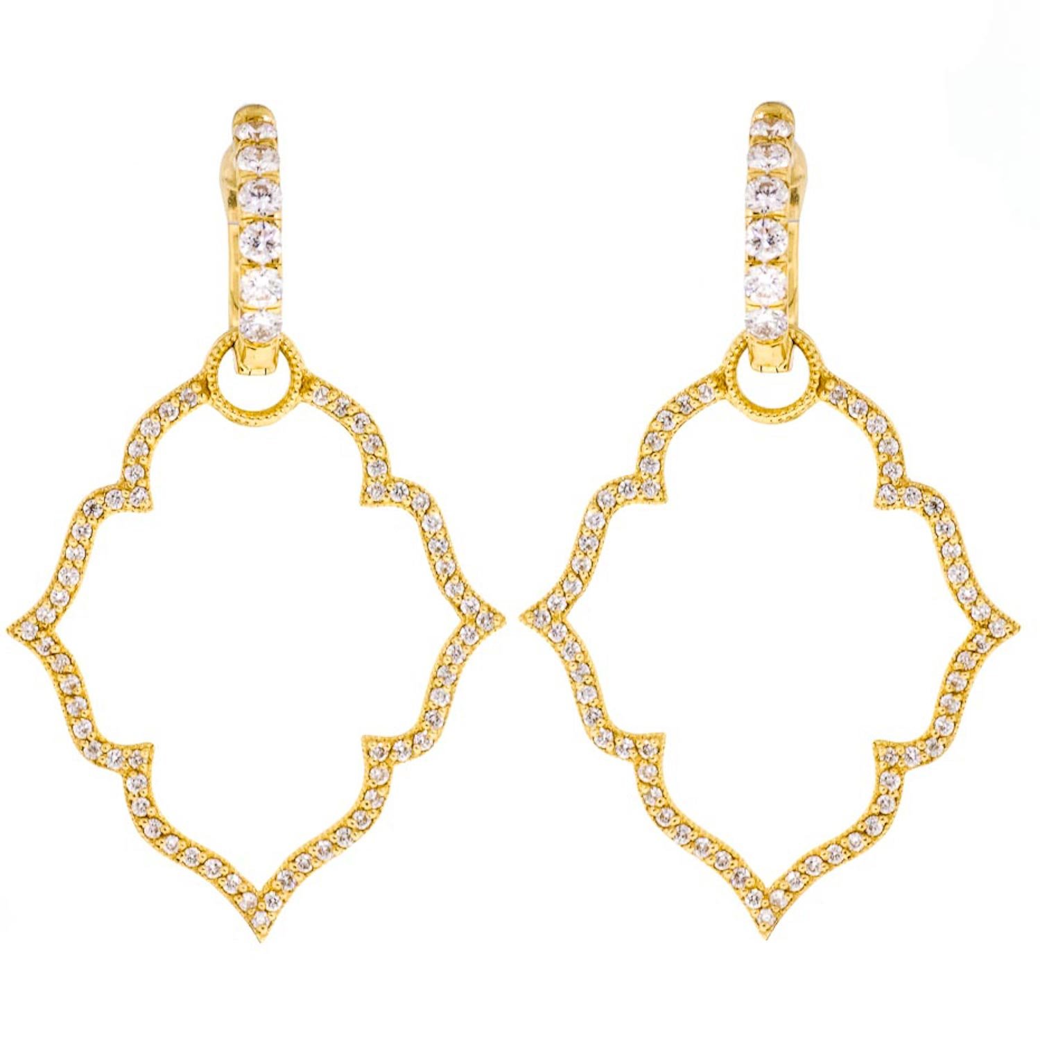 Jude Frances: Earring Charms, Michelle Flower, Pavé Diamonds .61TCW, 18K Yellow Gold, PAIR.