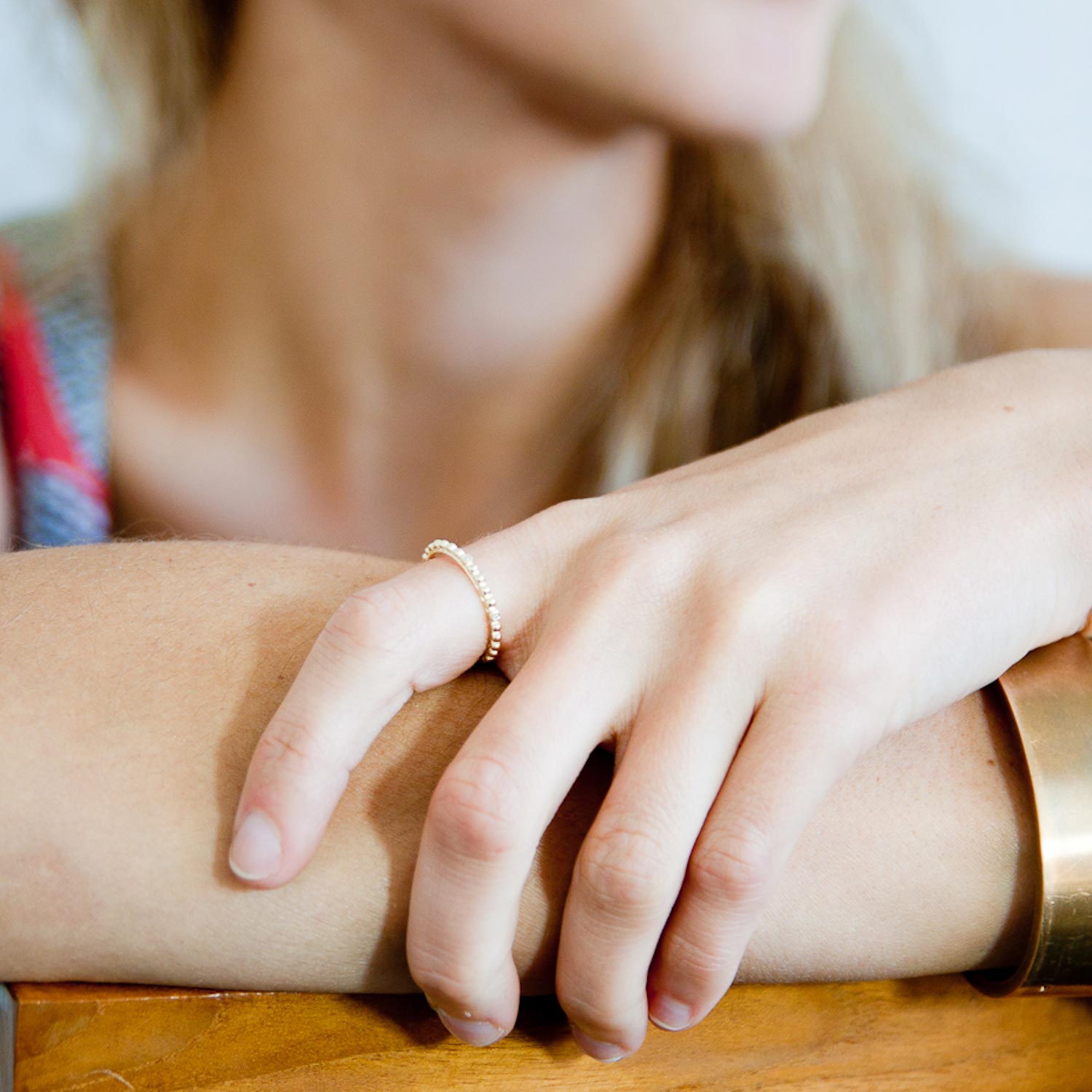 Victoria Cunningham: Ring, Infinity Band, Gold Beaded Diamond, 14K Yellow Gold.
