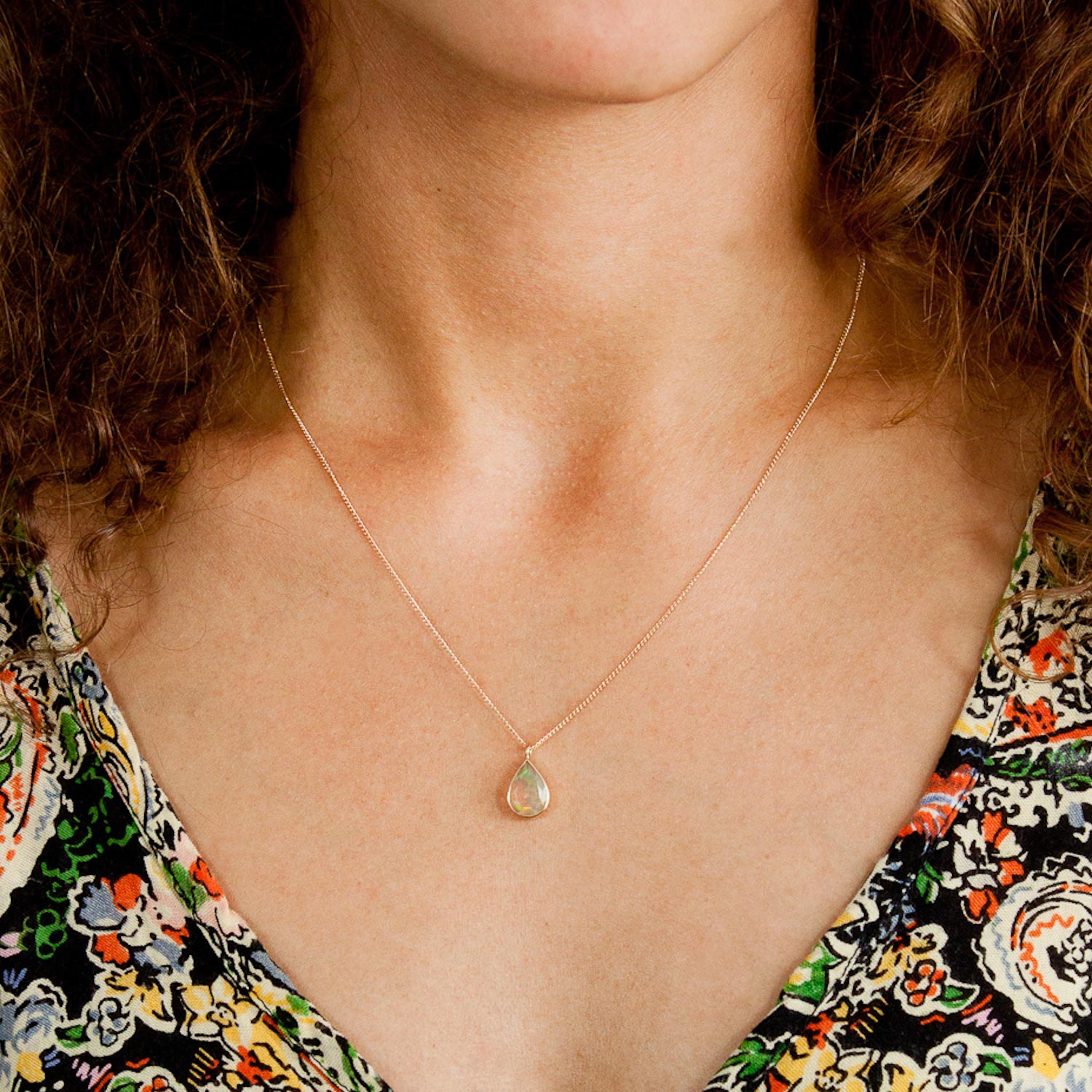 Melissa Joy Manning: Limited Edition 14 karat yellow gold opal adjustable 16-18O necklace