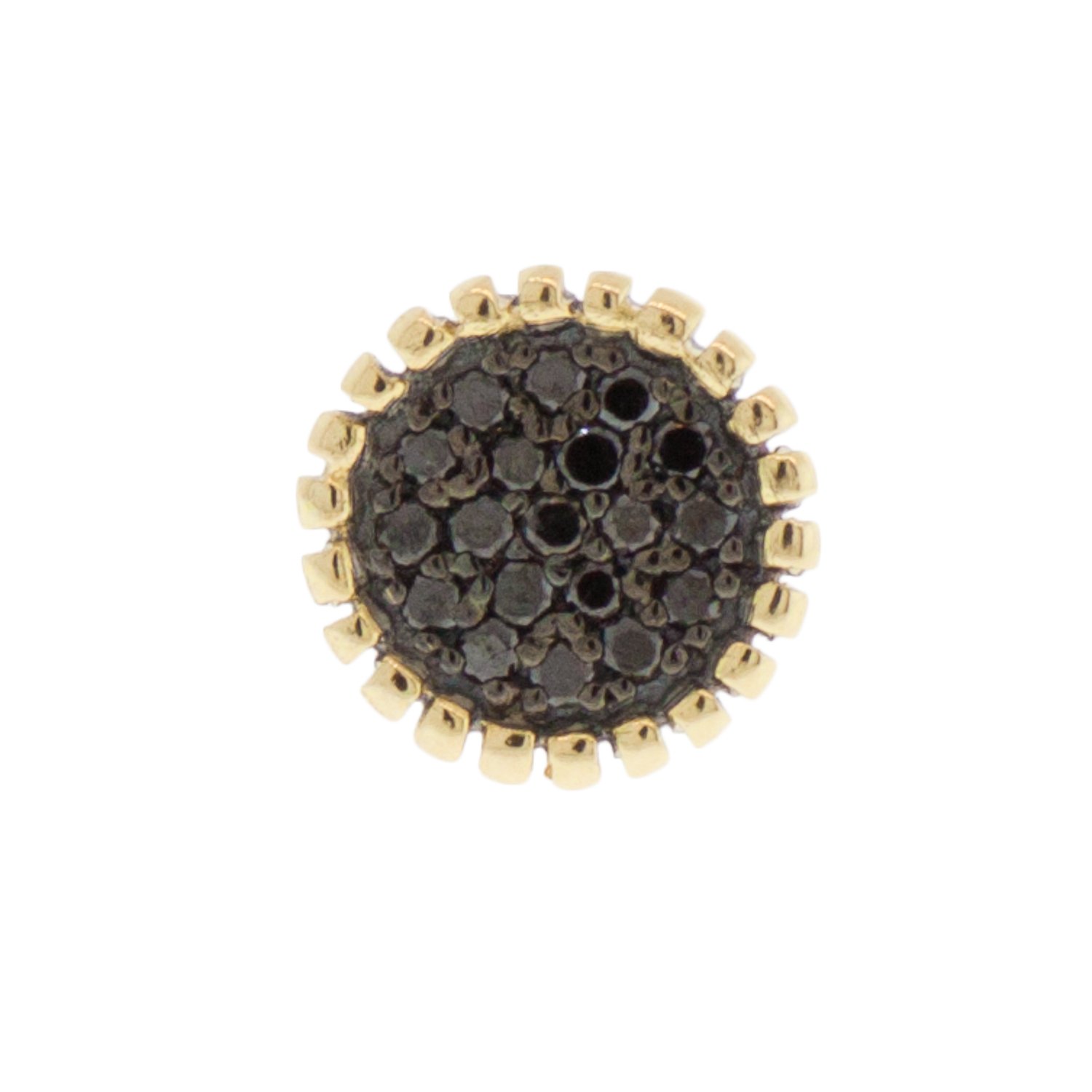 Kismet: Disc stud black .75 gr 14K gold, .08ct black diamonds - sold as single