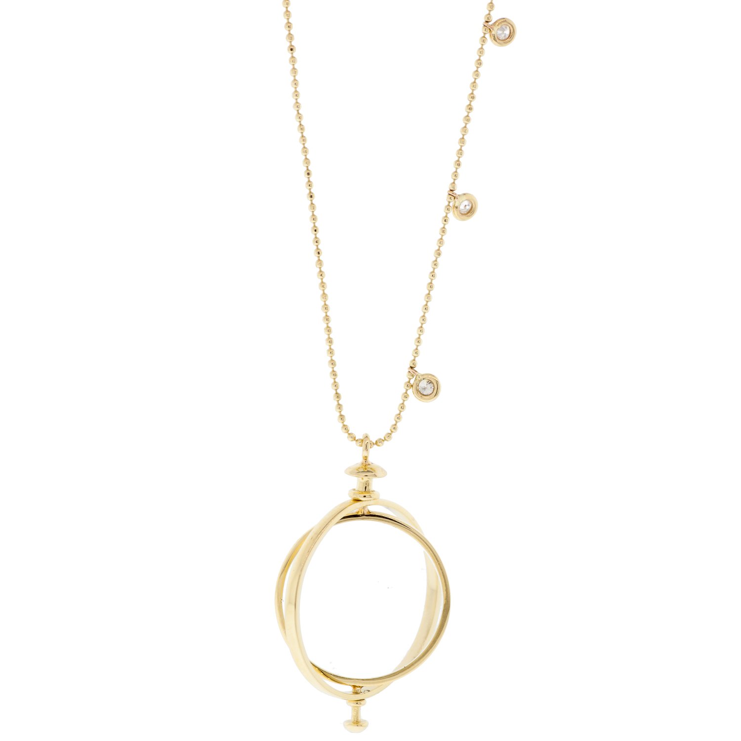 Kismet: Small Medallion with loop 6.09gr 14K gold .09ct white diamond