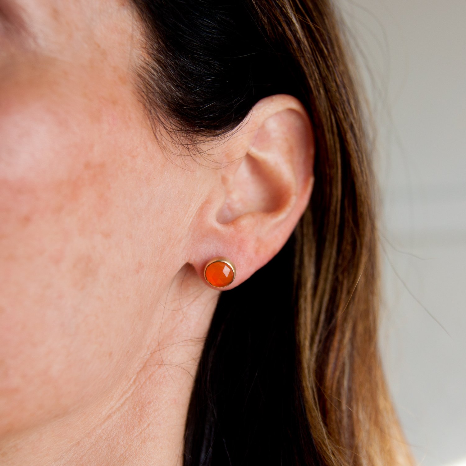 Jamie Joseph orange chalcedony post earrings