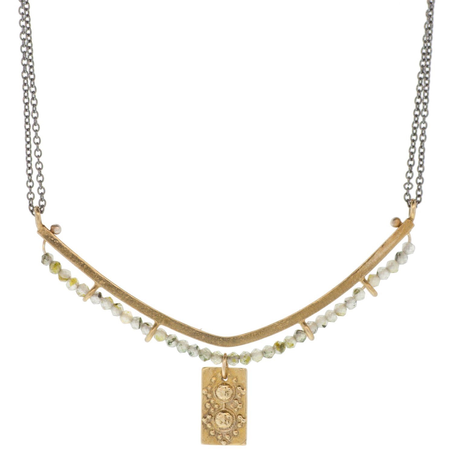 Lulu: Nico Necklace in 14k Gold Fill & Oxidized SS w/ Prehnite