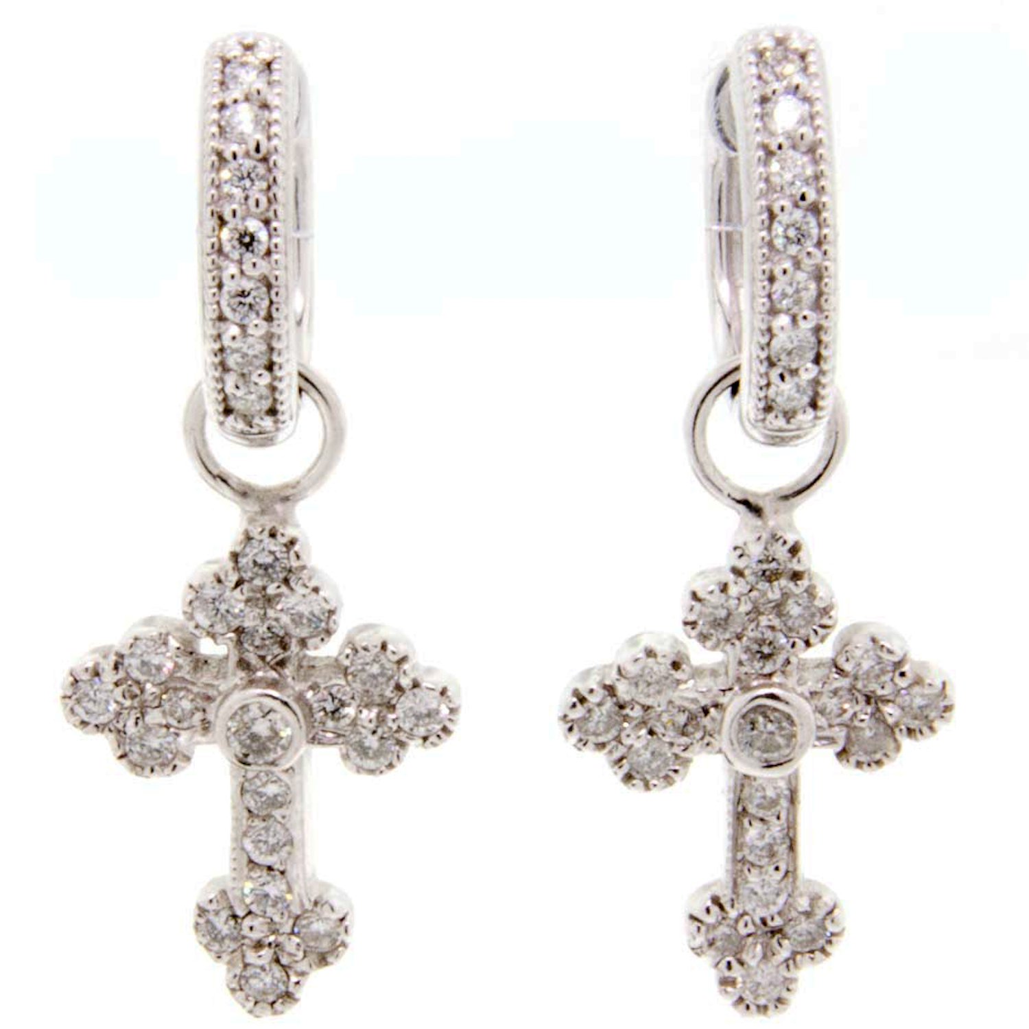 Jude Frances: Earring Charms, Guinevere, Pavé diamonds, 18K white gold, PAIR.