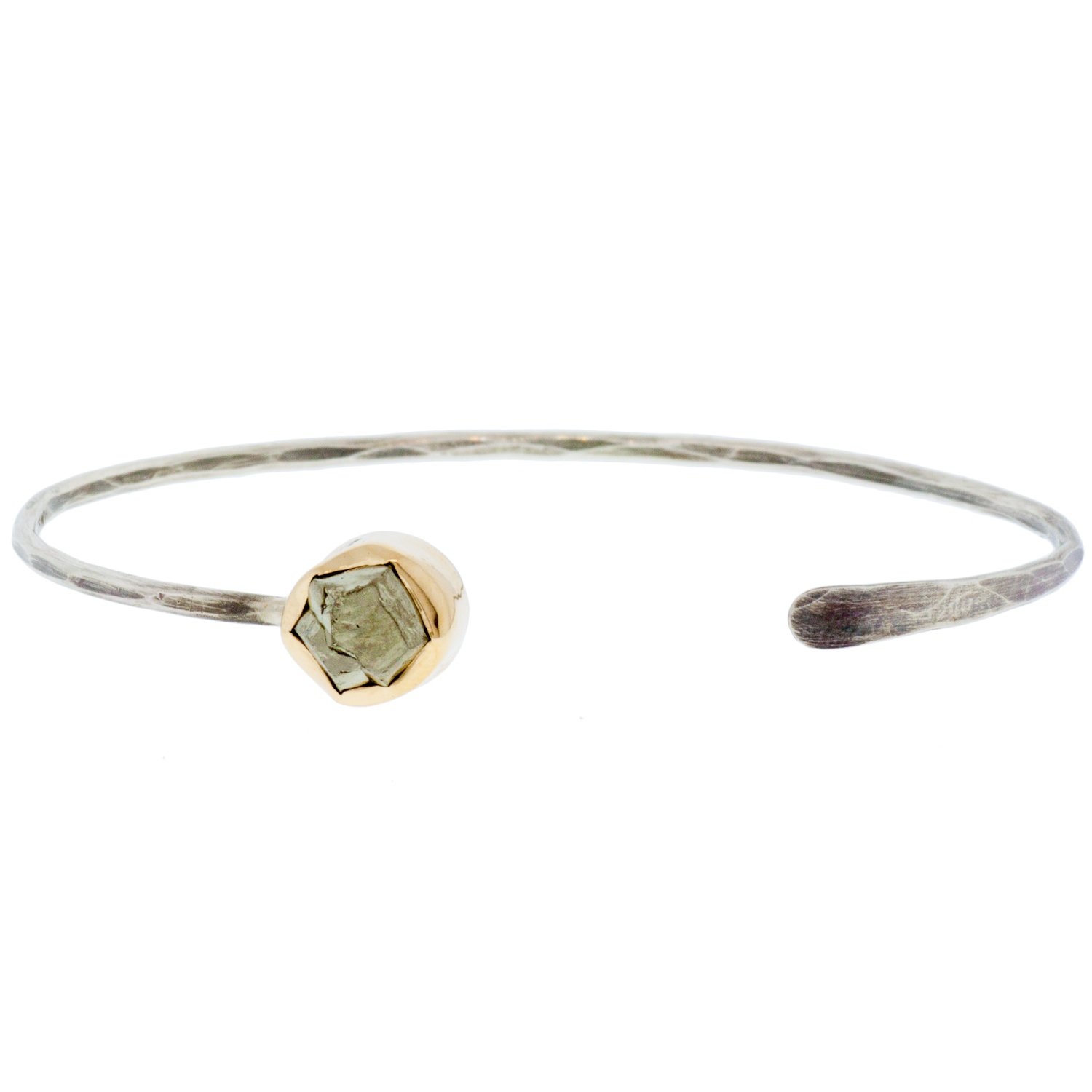 Melissa Joy Manning: Limited edition 14K gold and sterling silver pyrite freeform off center cuff bracelet