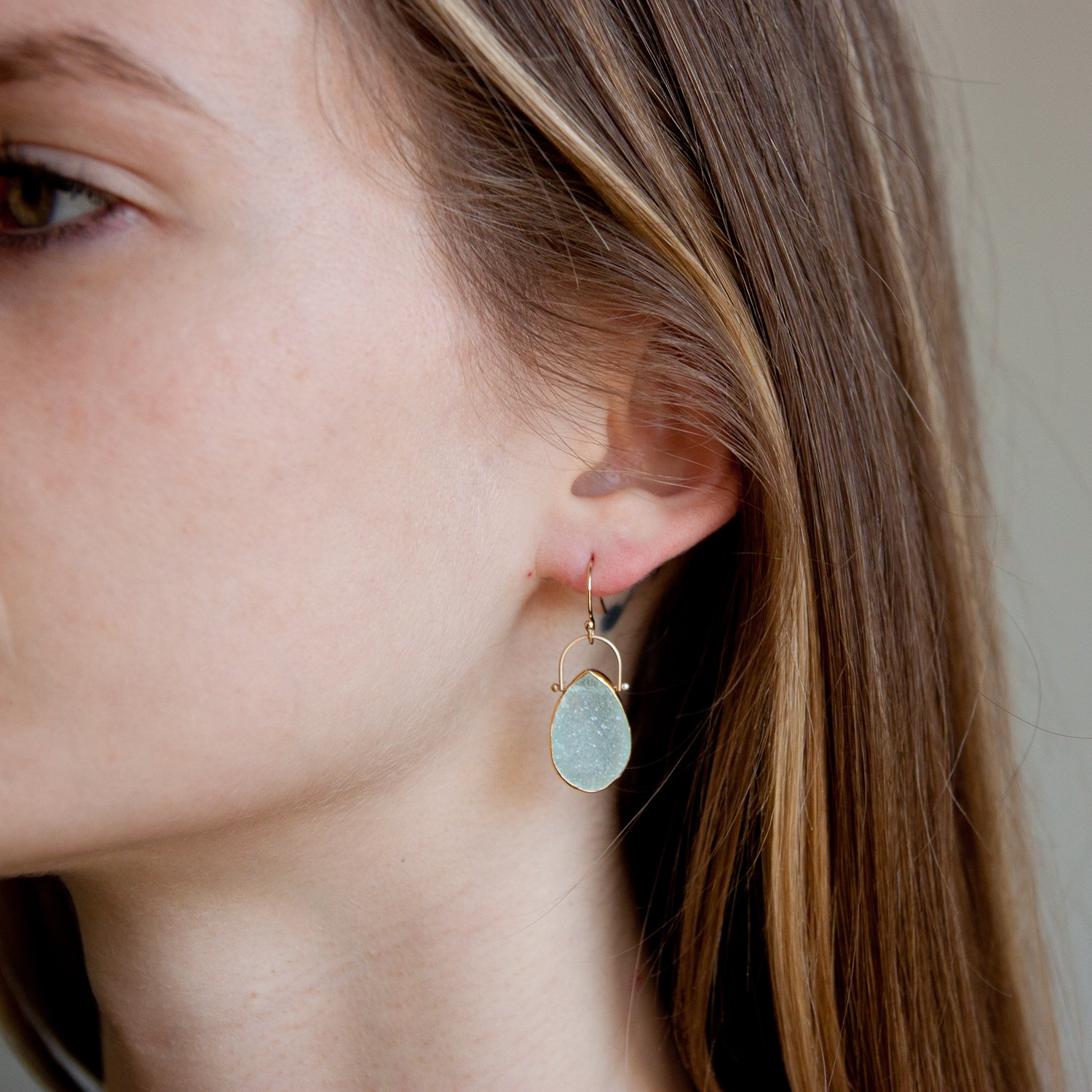 Lulu: Aspen Earring in 14k Gold Fill w/ Blue Druze