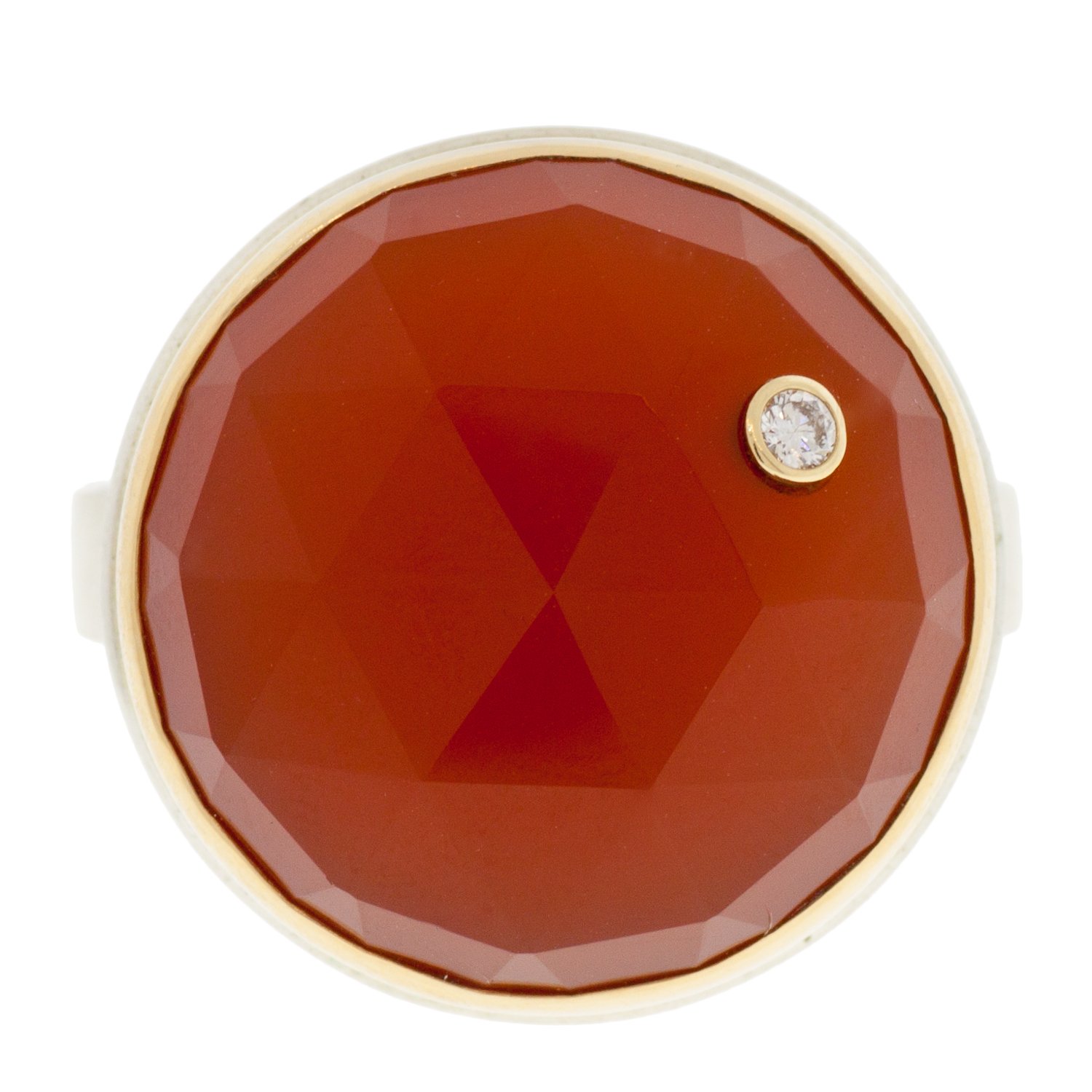 gold and silver ring with orange chalcedony by jamie joseph