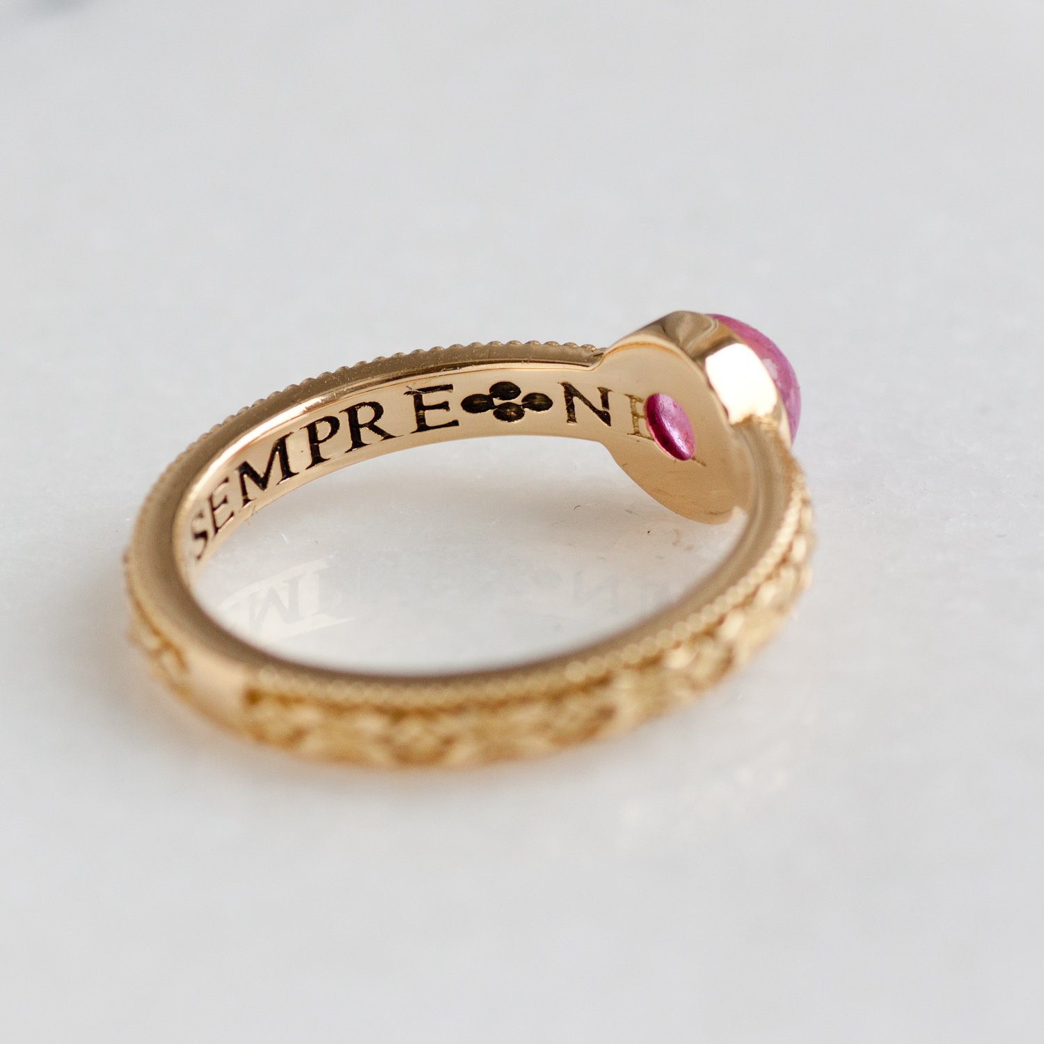 Erica Molinari Trunk Show: 18k pink spinel baby flower ring 1ct