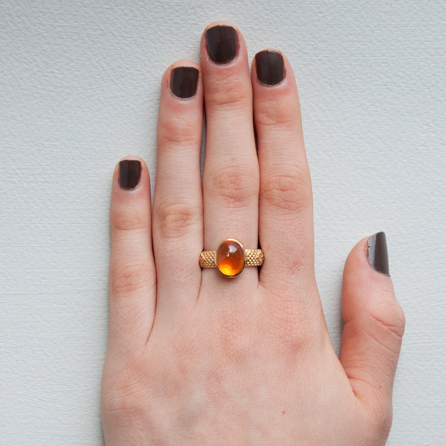 Erica Molinari Trunk Show: 18k mandarin garnet criss cross flower ring 6.5ct