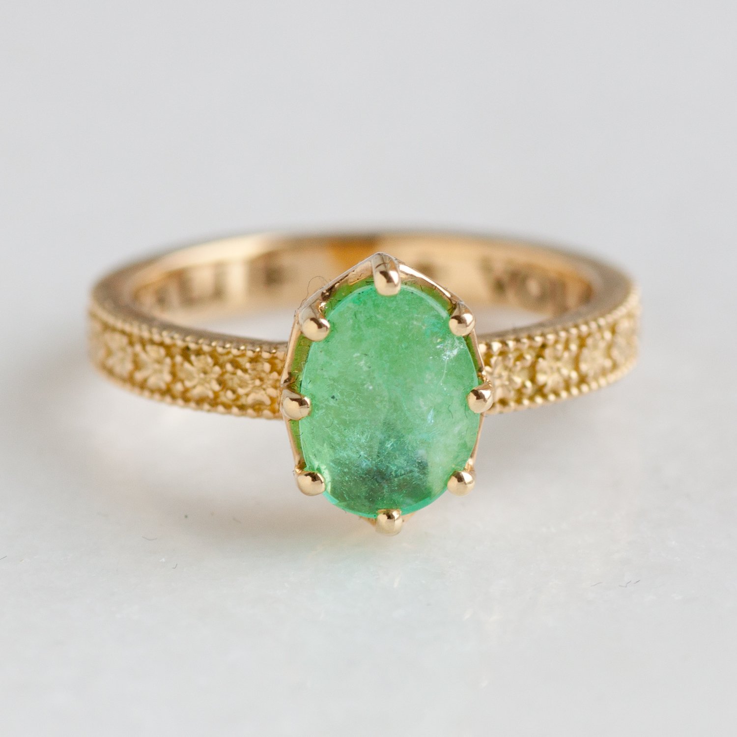 Erica Molinari Trunk Show: 18K slim moziambique tourm baby flowers ring 1 ct