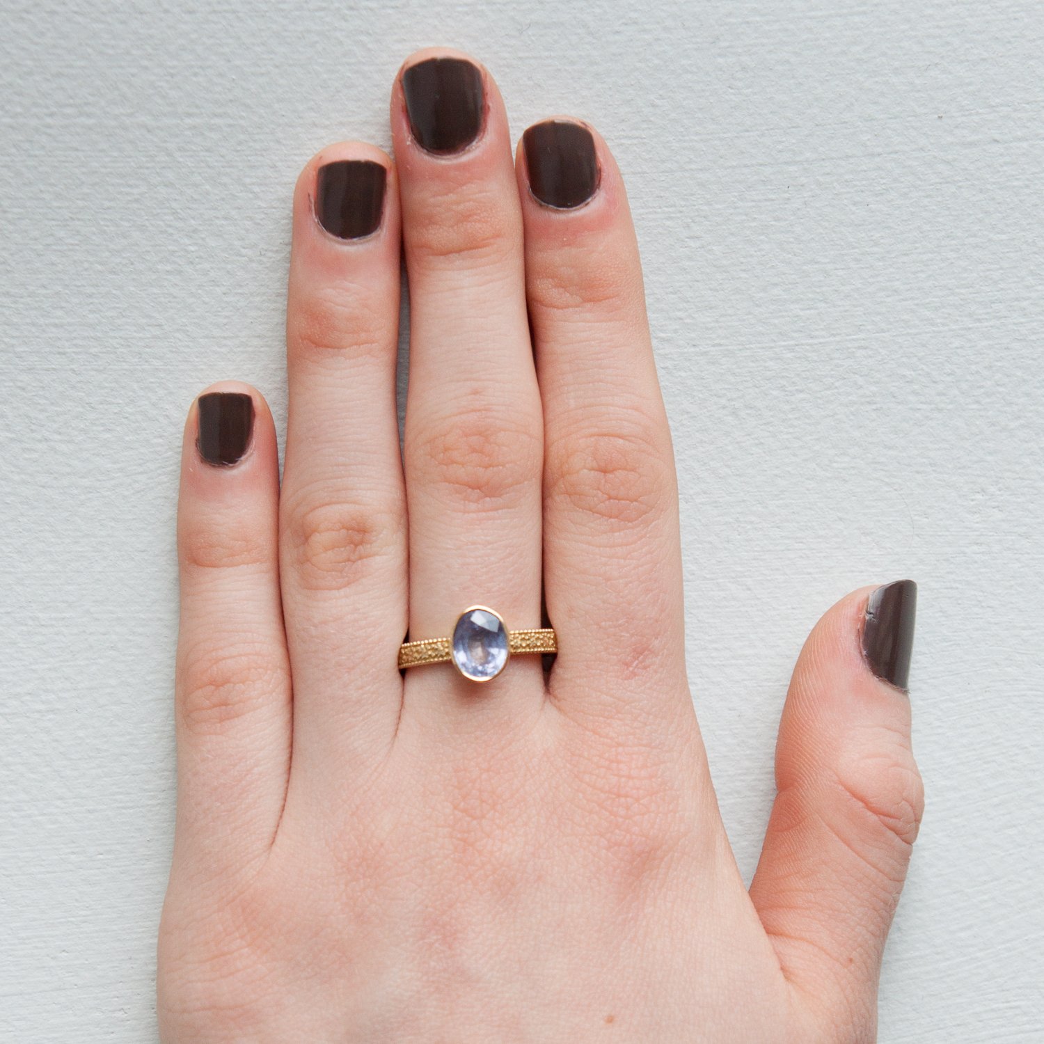 Erica Molinari Trunk Show: 18k purple spinel baby flower ring