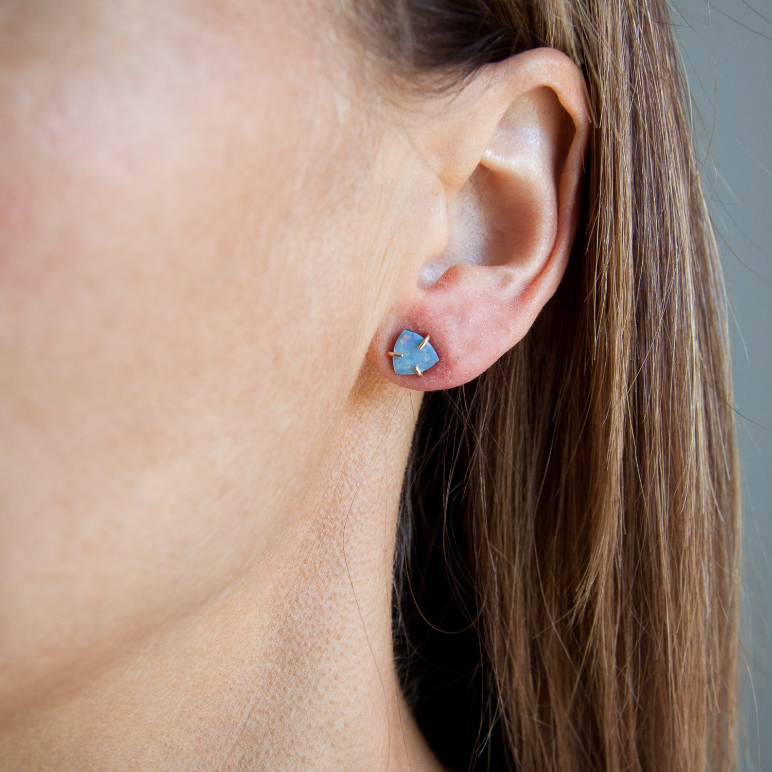 Melissa Joy Manning: 14K yellow gold opal doublet post earring